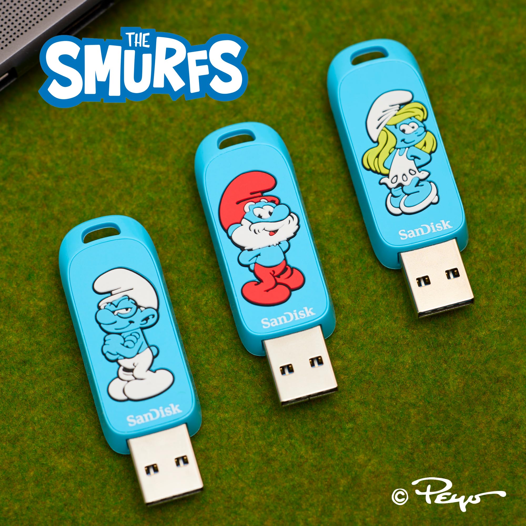 SanDisk USB-Stick Typ A für Spielekonsolen u. Computer, 128 GB, Schlumpf Edition