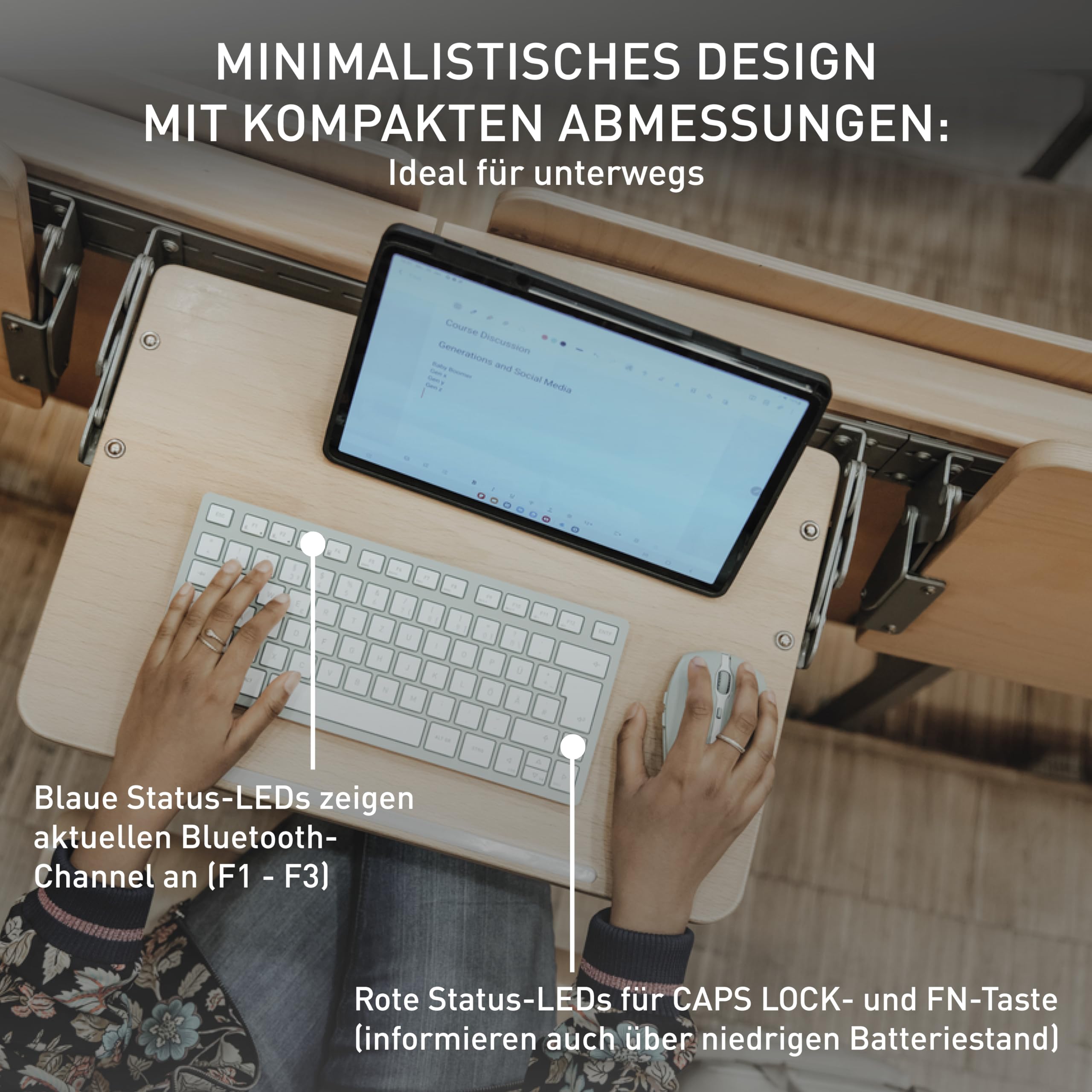 CHERRY KW 7100 MINI BT, Kompakte Multi-Device-Tastatur mit 3 Bluetooth®-Kanälen