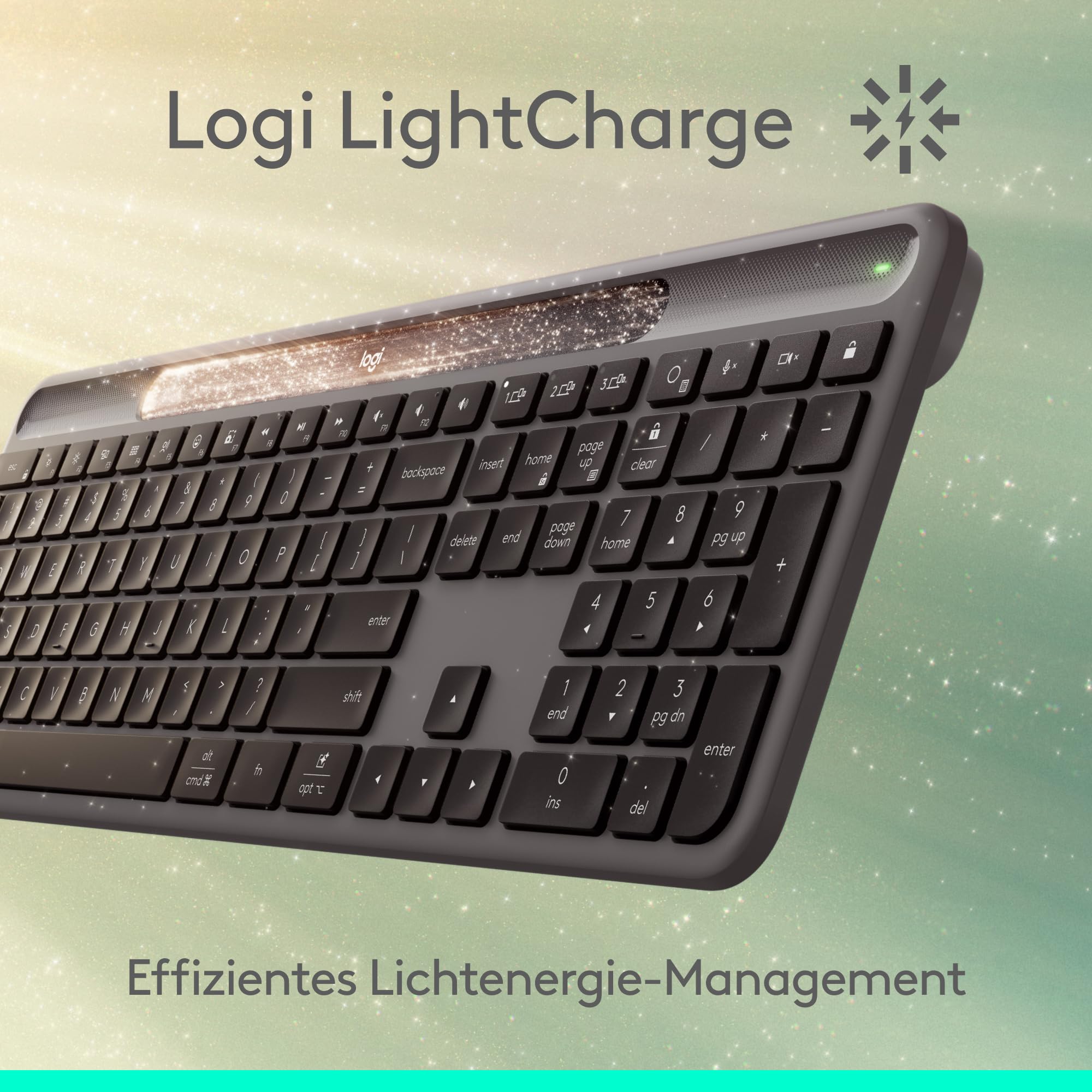 Logitech Signature Slim Solar+ kabellose Bluetooth Tastatur Solar Akku Graphit