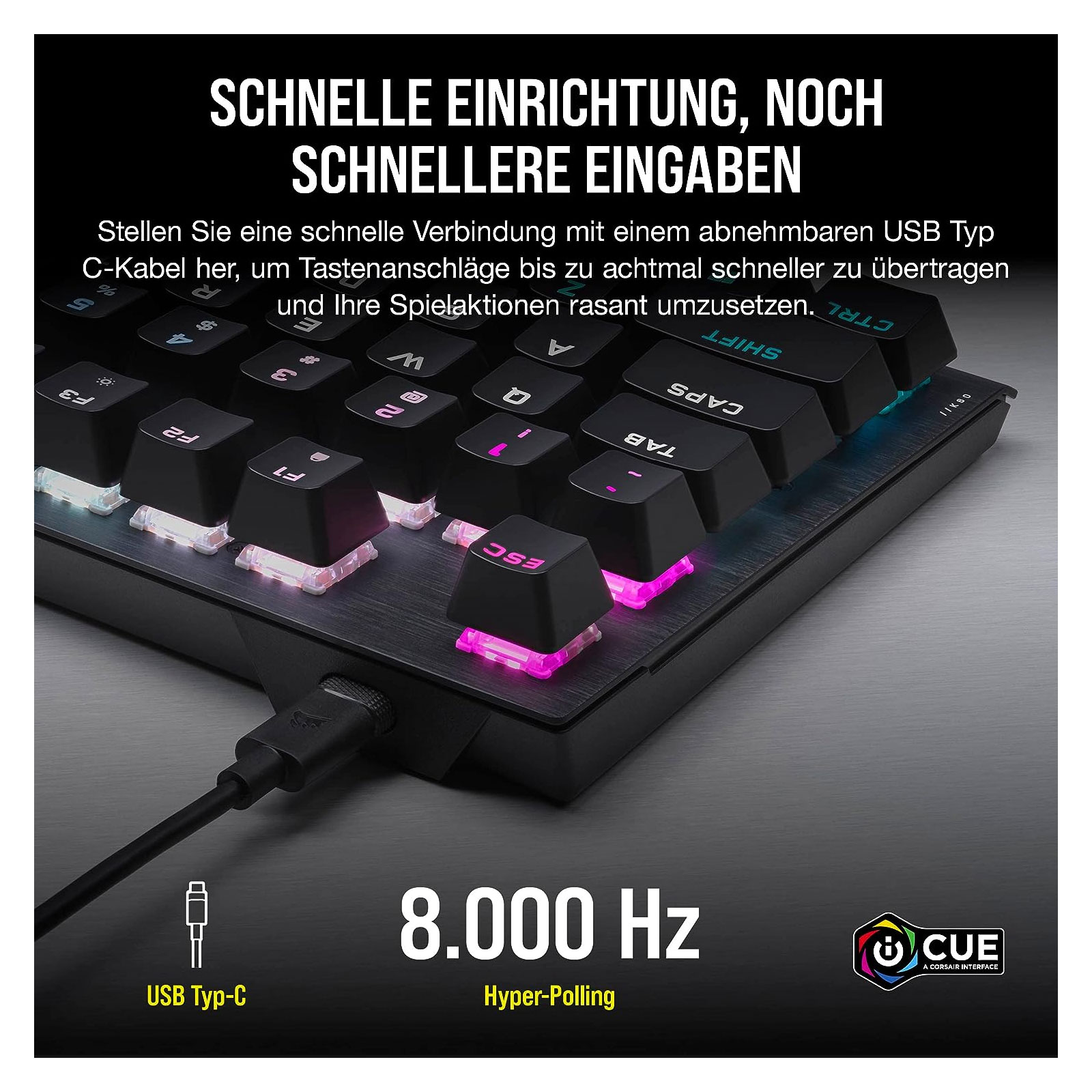 Corsair K60 PRO TKL RGB Optisch-mechanische Gaming-Tastatur Corsair K60 PRO TKL RGB Optisch-mechanische Gaming-Tastatur