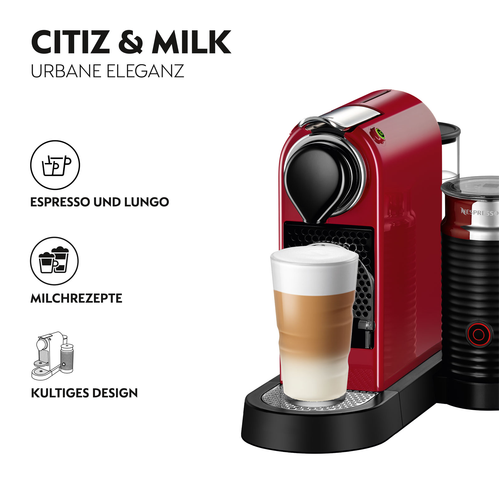 Krups XN 7615 Nespresso CitiZ&milk Cherry Red