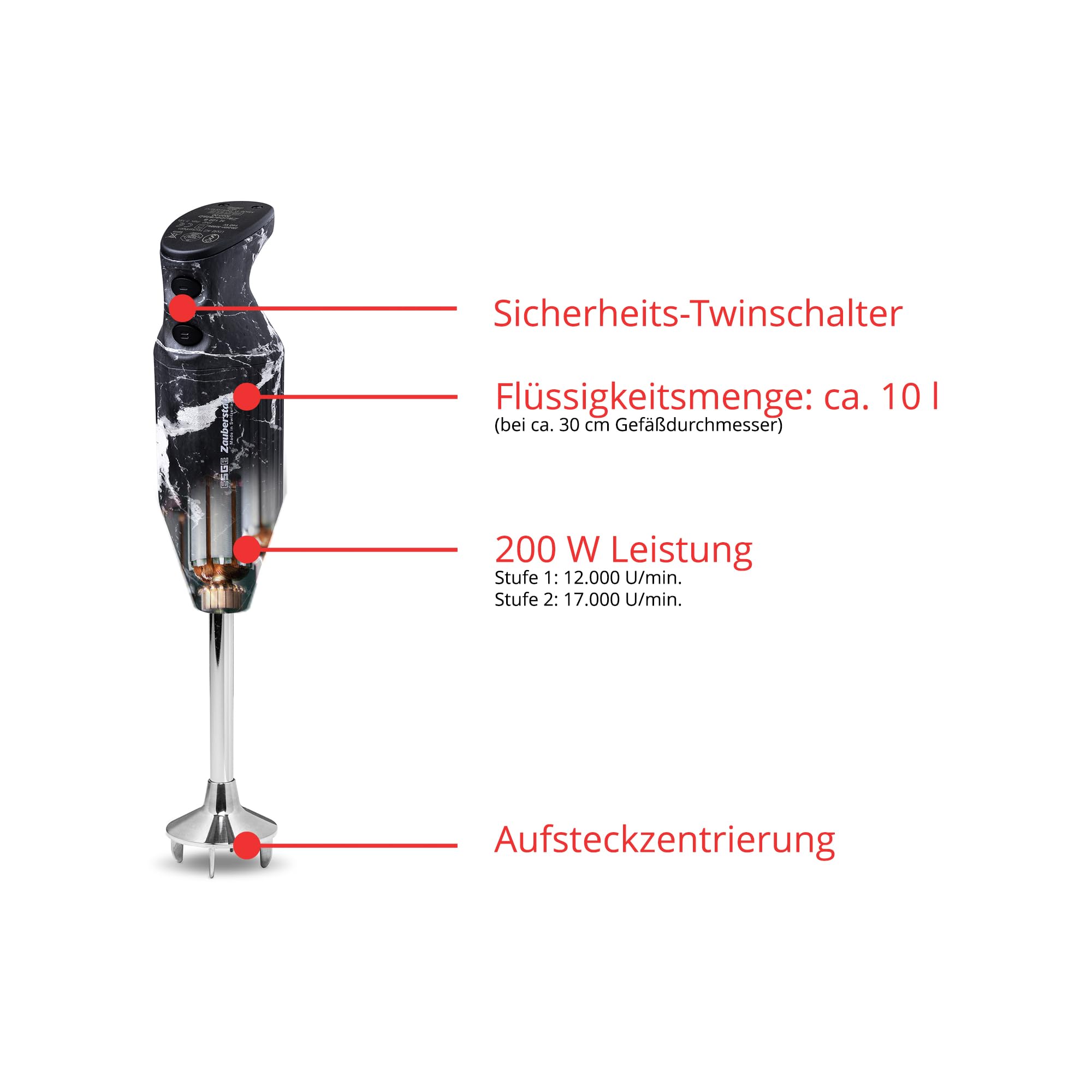 ESGE-Zauberstab 91012 Design Edition Marmor-Schwarz – Stabmixer