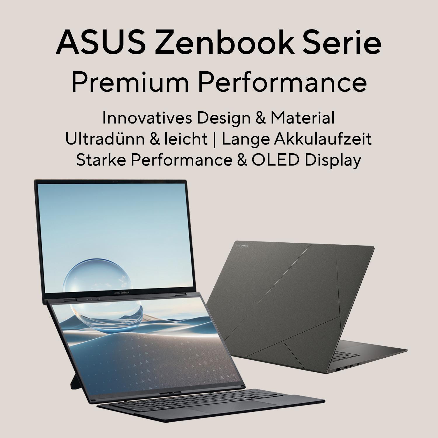 ASUS ZenBook Duo, Schwarz, 14 Zoll, Touch, WUXGA, OLED Notebook