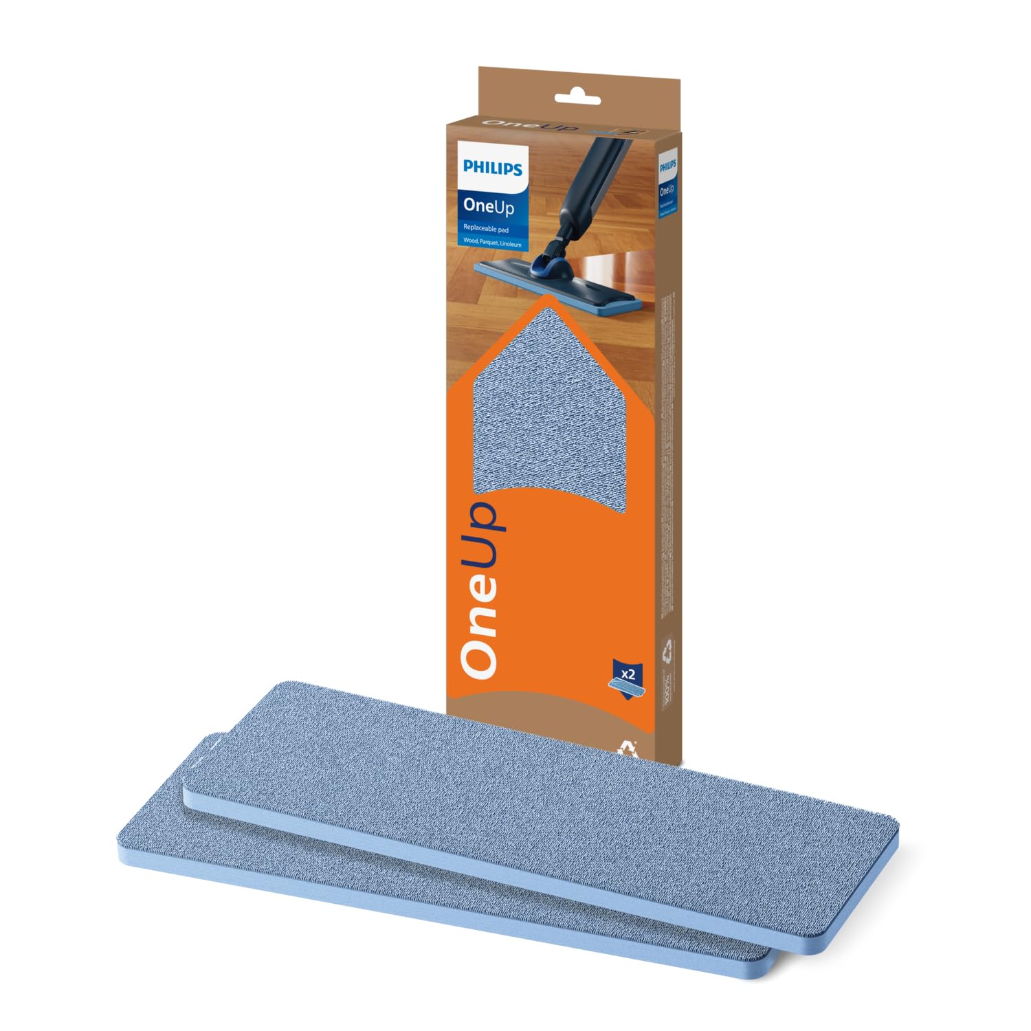 Philips OneUp Ersatzpad 2er Set für Holz, Parkett & Linoleum