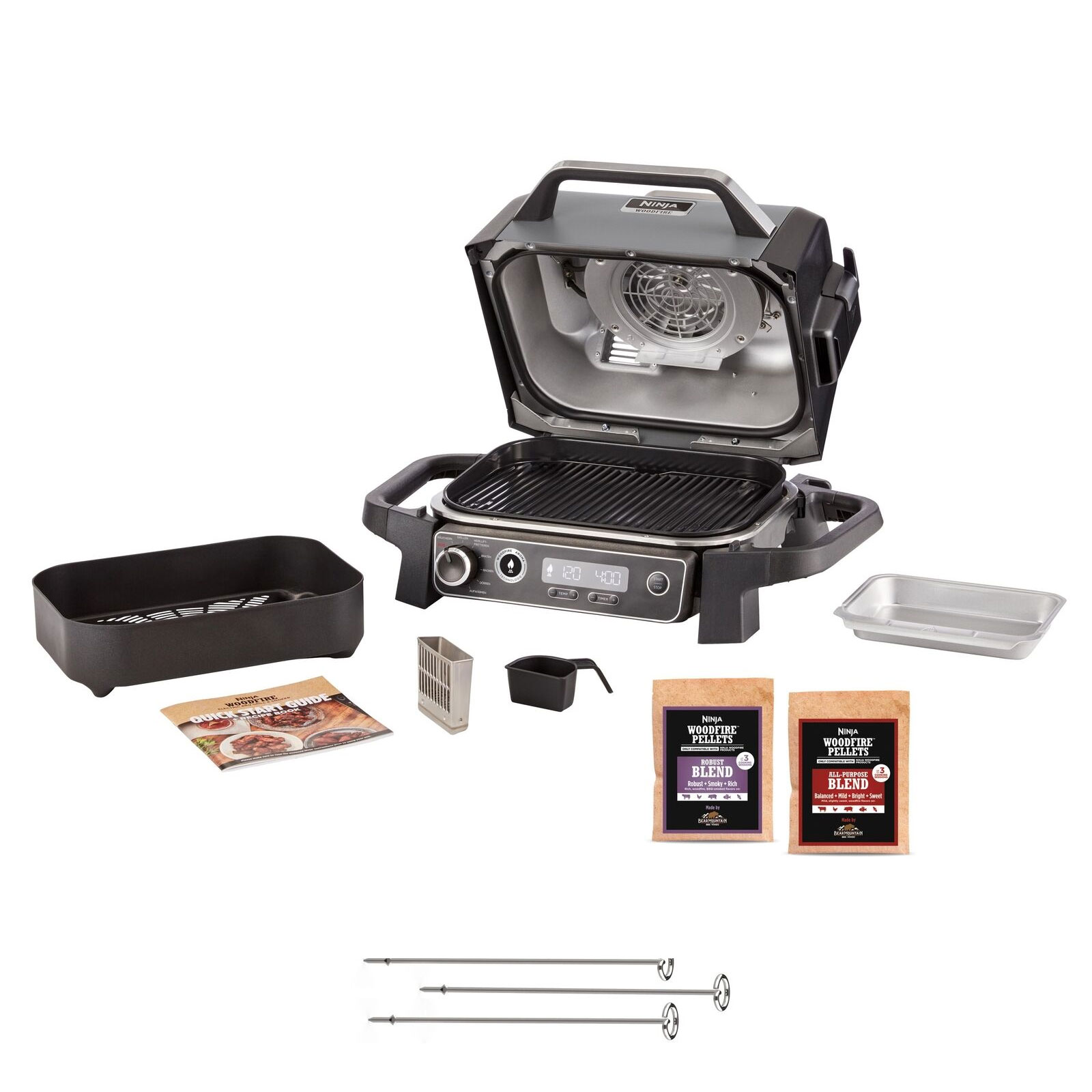 Ninja OG701DE Woodfire Outdoor Tischgrill + Grillständer