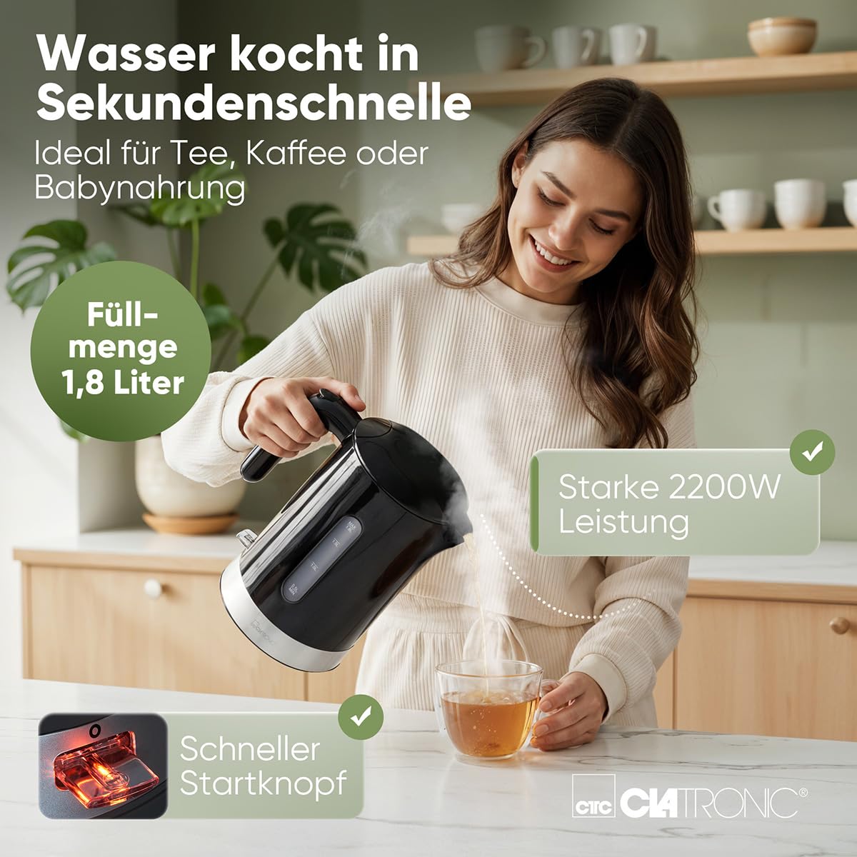 CLATRONIC WK 3840 Wasserkocher (1,8 Liter, 2200 W)