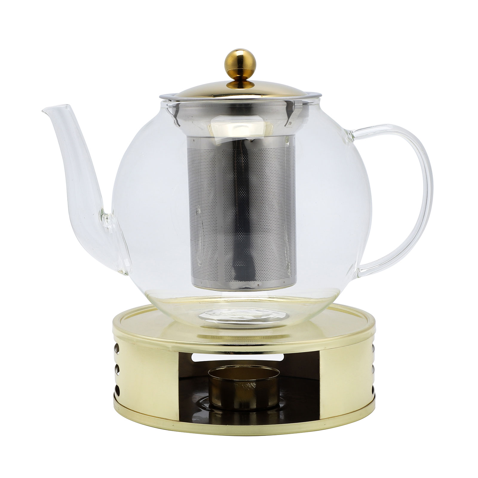 Echtwerk Teekanne aus Glas, silber