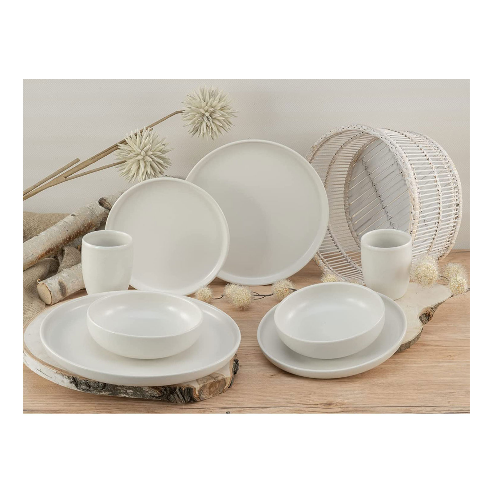 CreaTable, 33065, Serie Uno offwhite, Geschirrset, Teller Set 12 teilig