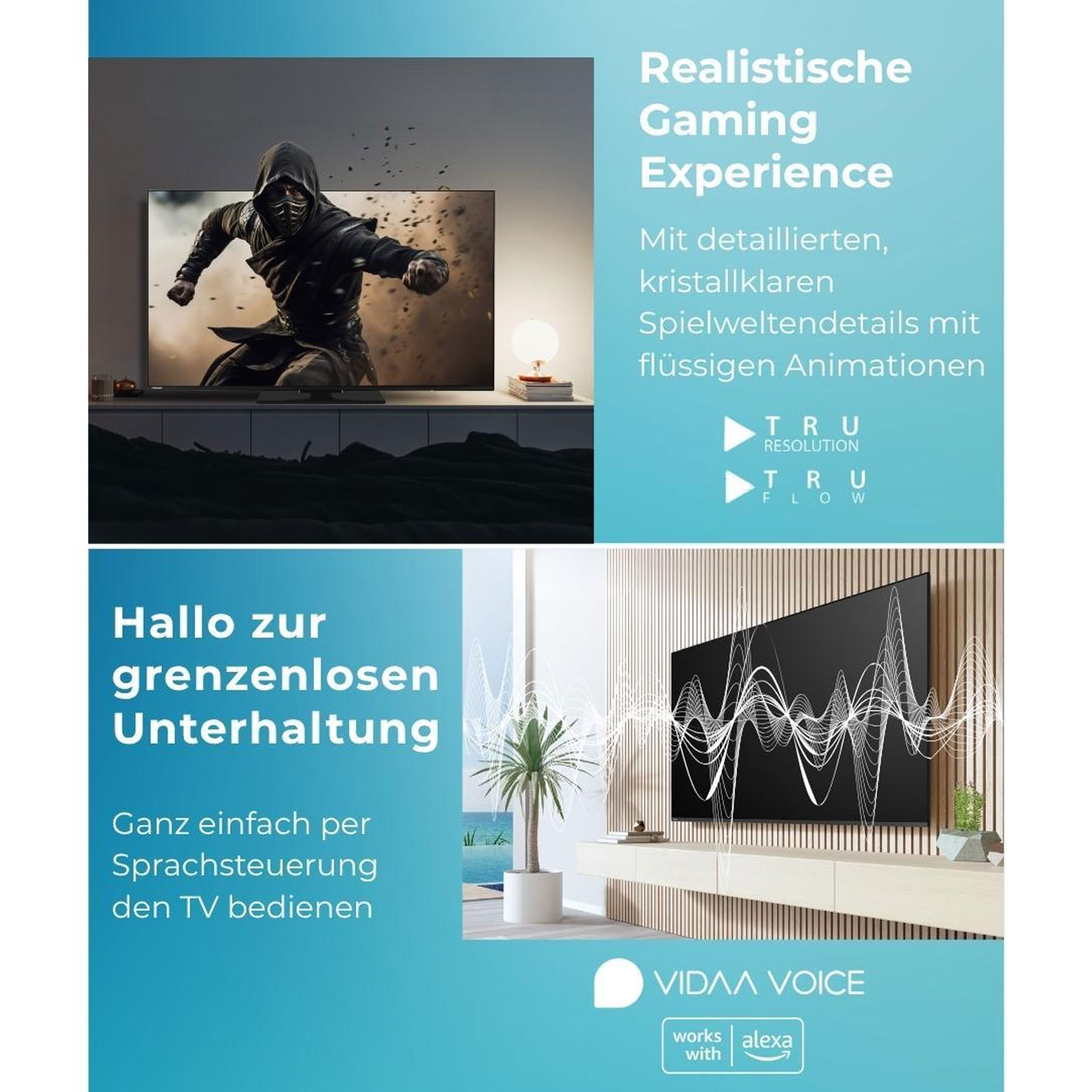 TOSHIBA 65UV6F68DA LED TV (65 Zoll (164 cm), 4K UHD, HDR, Smart TV, Sprachsteuerung (Alexa), Dolby Atmos, VIDAA)