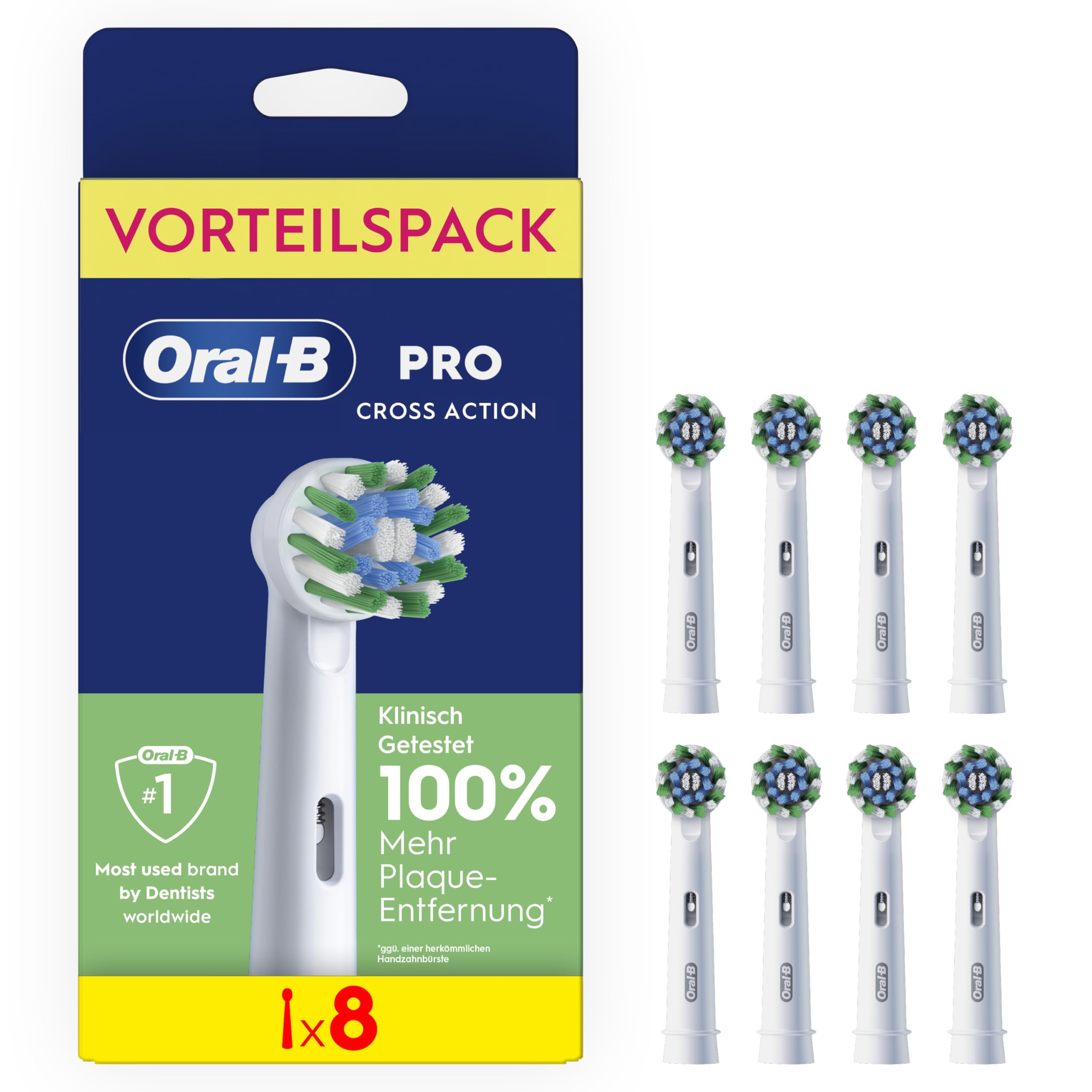 Oral-B Pro CrossAction Weiß 8 Stück Aufsteckbürsten Ersatzbürsten