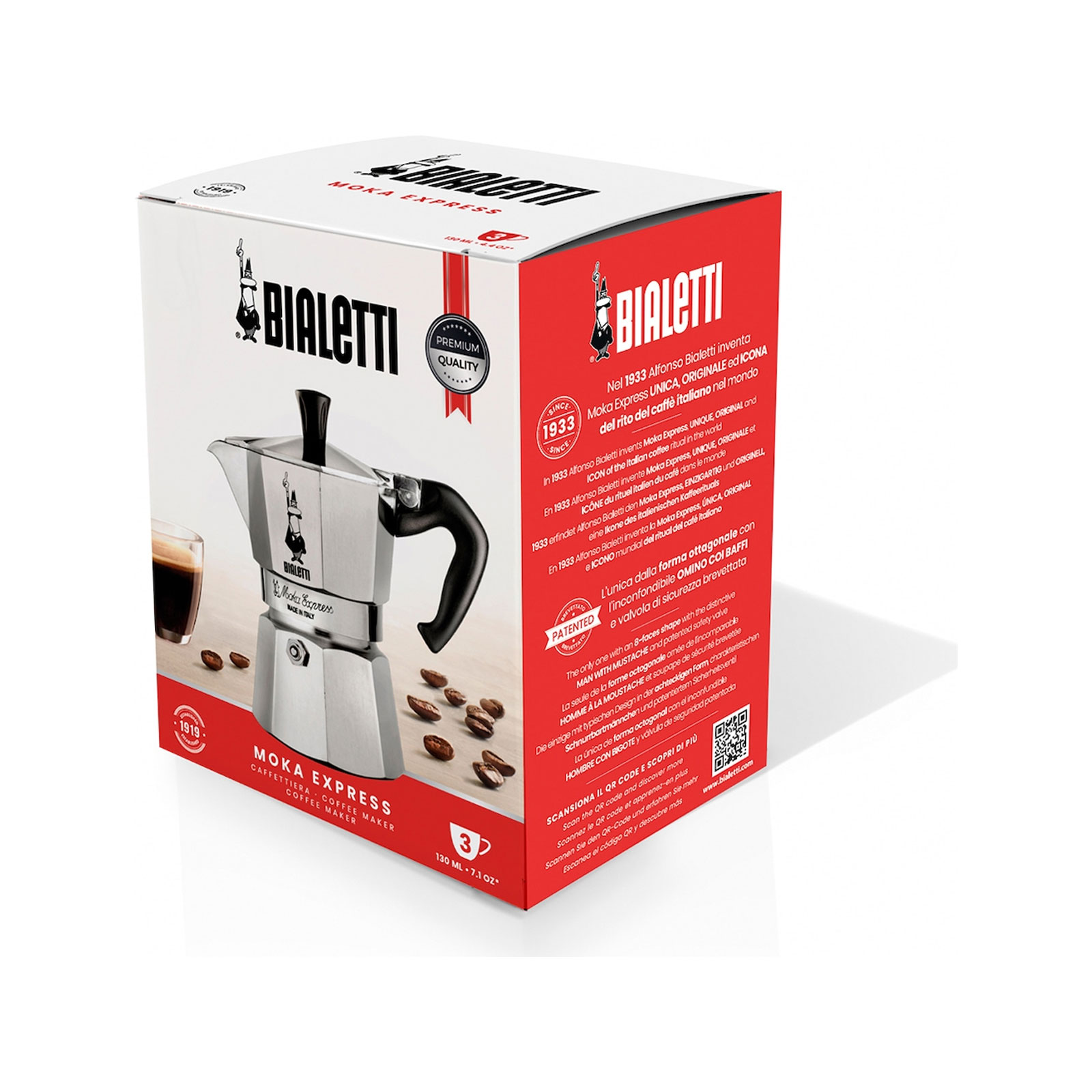 Bialetti Moka Express Espressokocher (für 4 Tassen, 190 ml, silber)