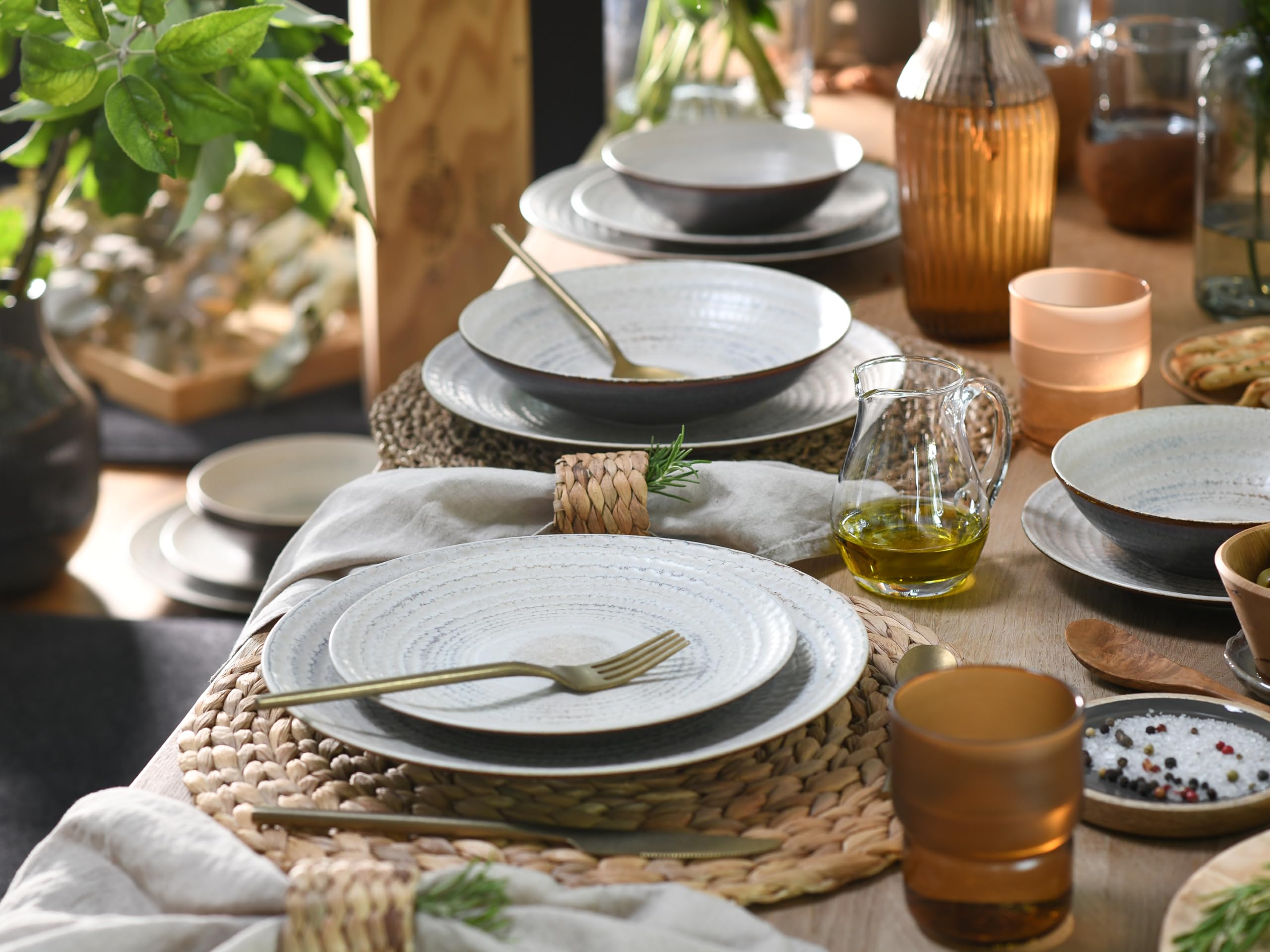 CreaTable, 24855, Serie Neapel Offwhite, 16-teiliges Geschirrset für 4 Personen