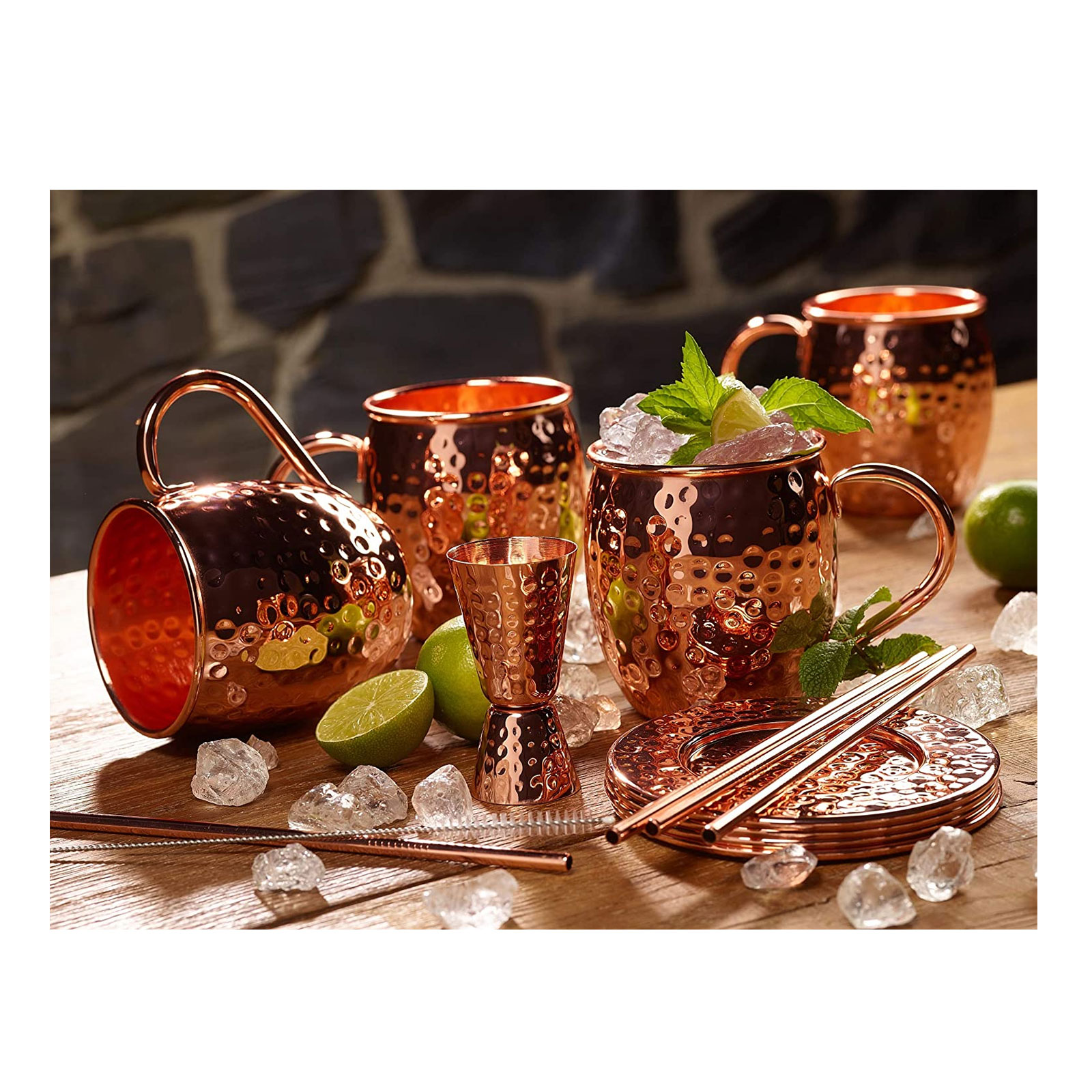 Echtwerk Moscow Mule Becher SET 5 tlg MM-1745H im Hammerschlag-Look