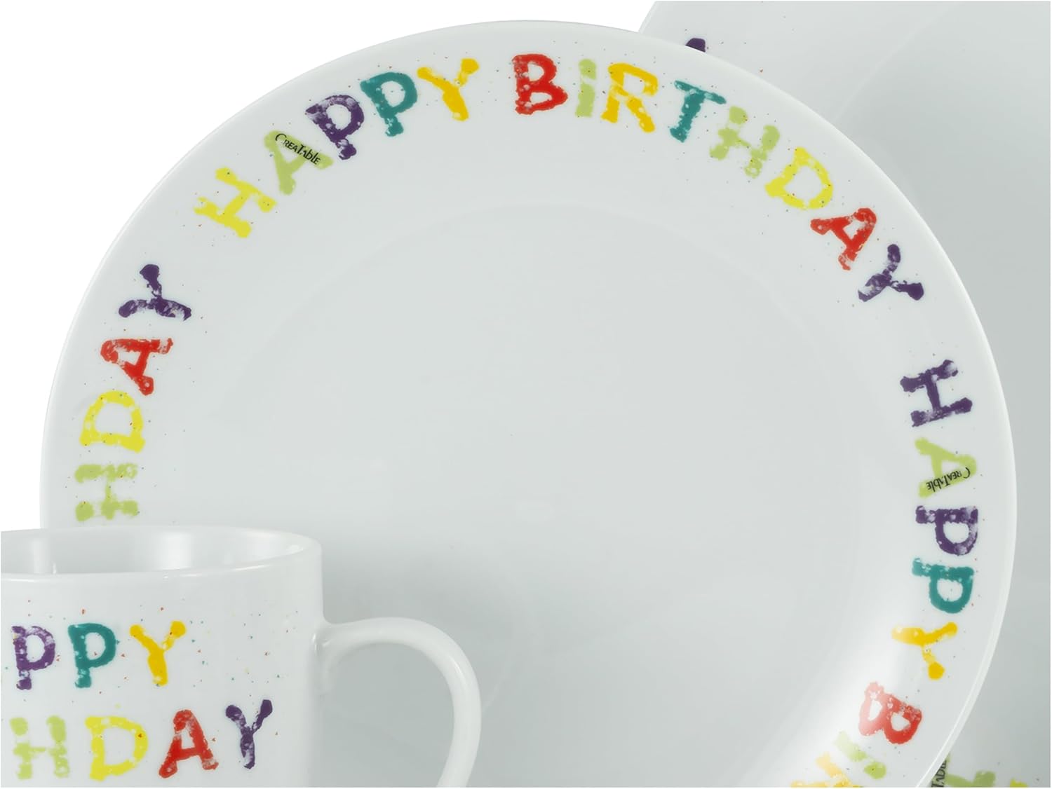 CreaTable, 24168, Serie Happy Birthday, 10-teiliges Geschirrset, Kombiservice aus Porzellan
