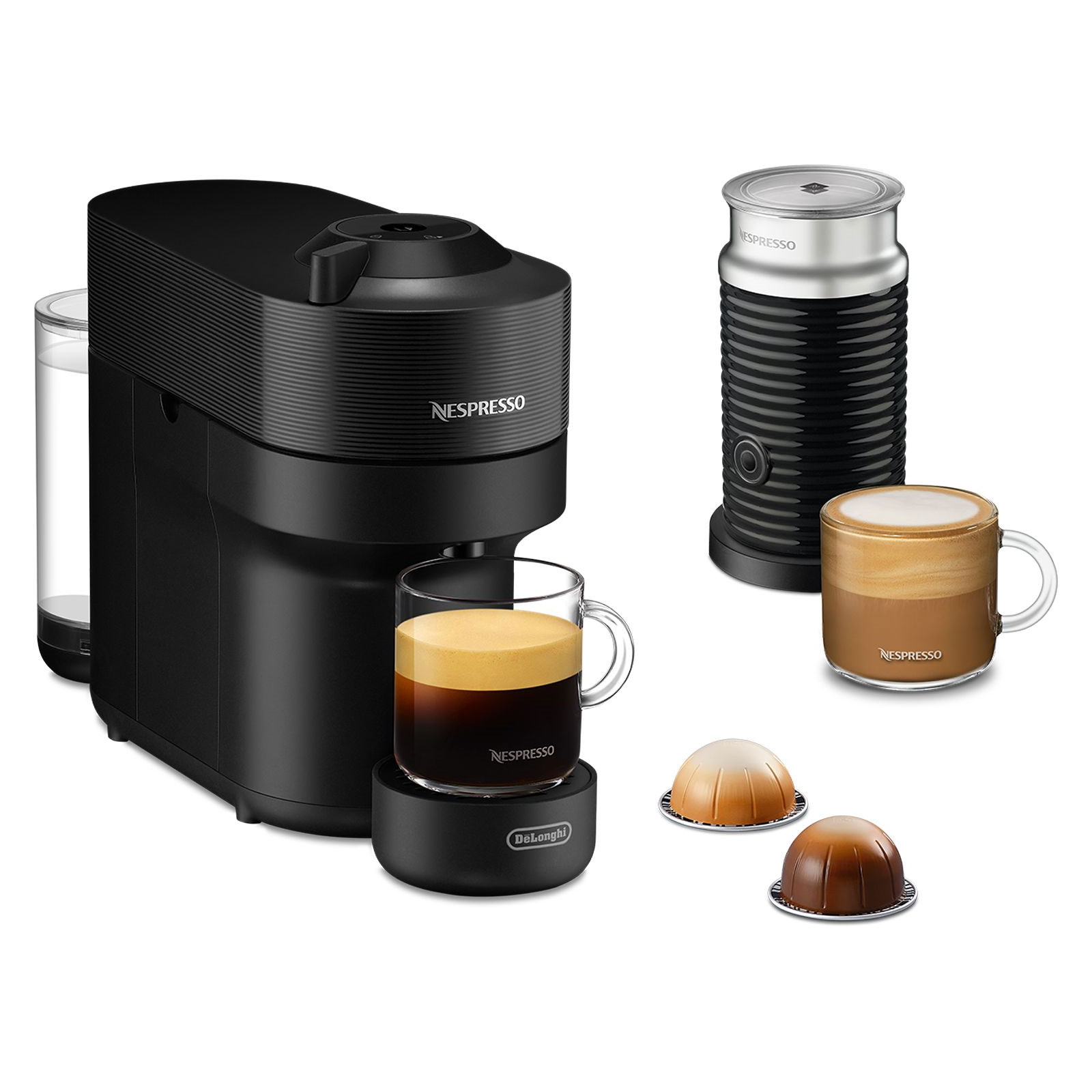 De'Longhi ENV90.B Vertuo Pop schwarz inkl  Nespresso Aeroccino 3 Milchaufschäumer