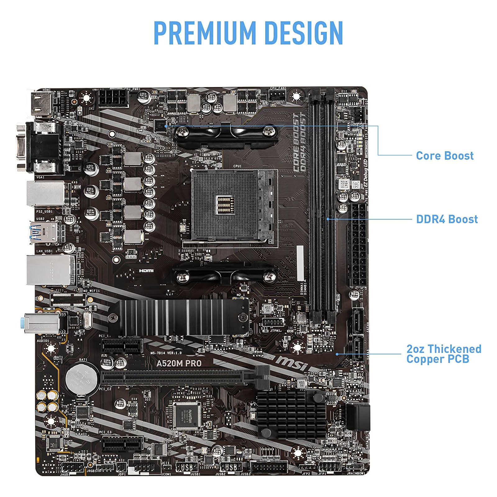 MSI A520M PRO (AM4) (D) Mainboard