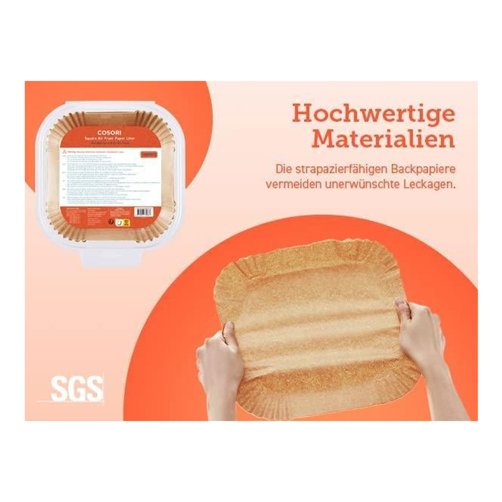 Cosori CLR-R601-NEU Backpapier für Heißluftfritteuse
