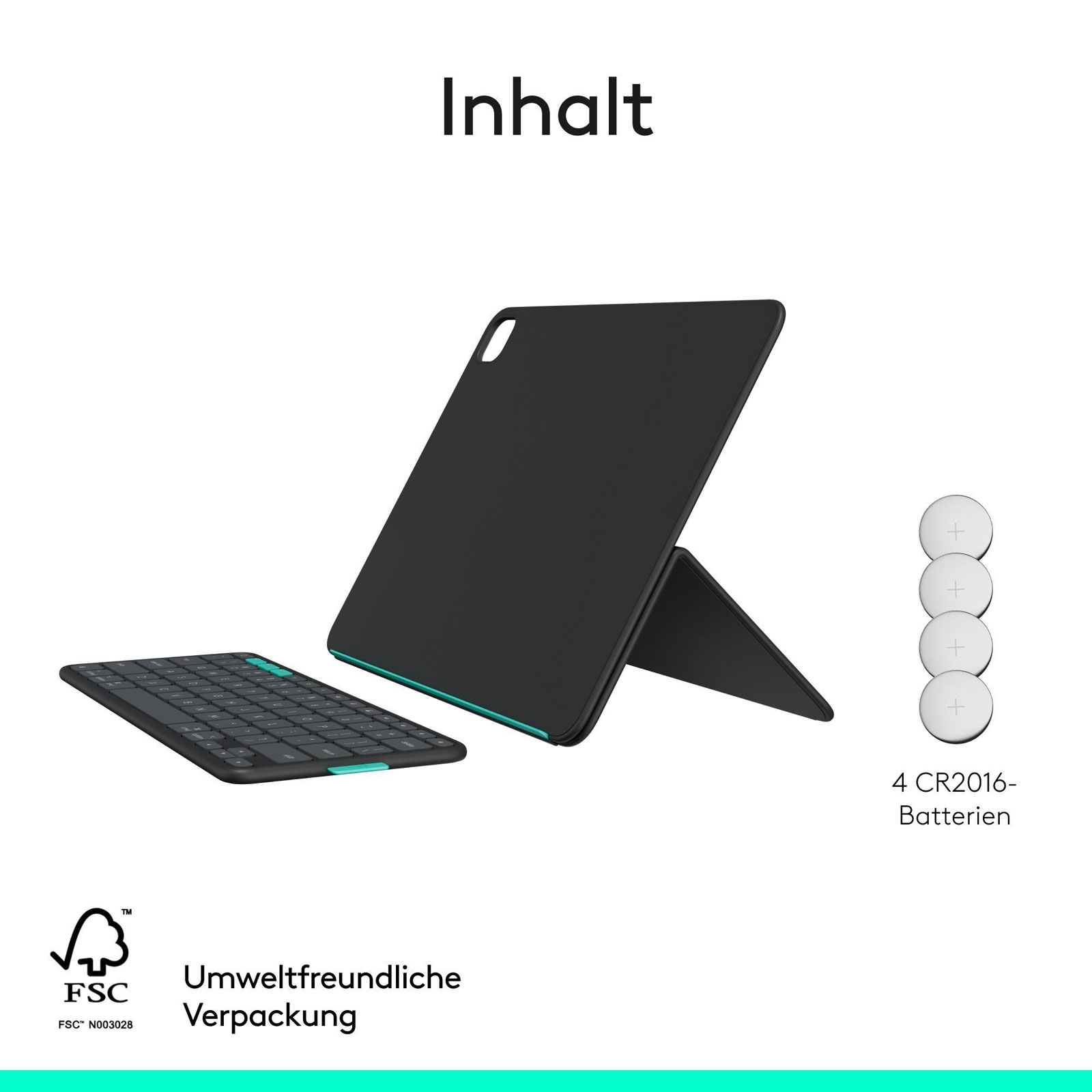 Logitech Folio Touch, graphite, für iPad Pro &; iPad Air 13 Zoll Tablet-Tastatur