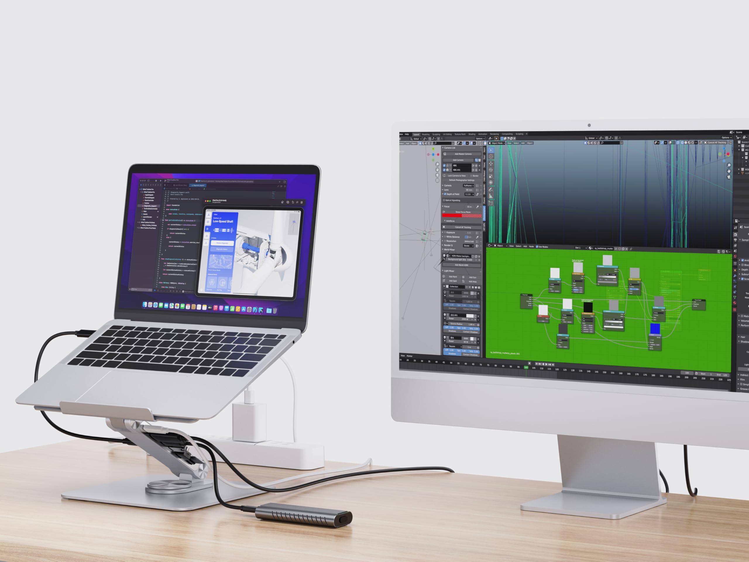 Conceptronic DONN27G Laptopständer mit 7-in-1-Dockingstation