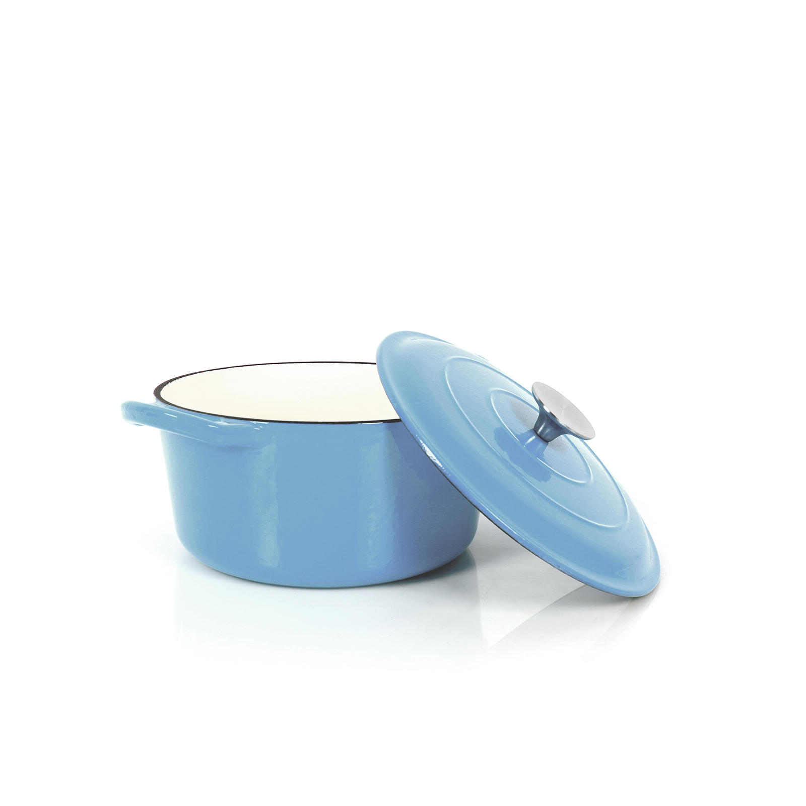 Echtwerk Schmortopf Gusseisen Gusseisentopf Bräter mit Deckel Brotbacktopf rund Grill BBQ Induktion Creme, 3,5 L