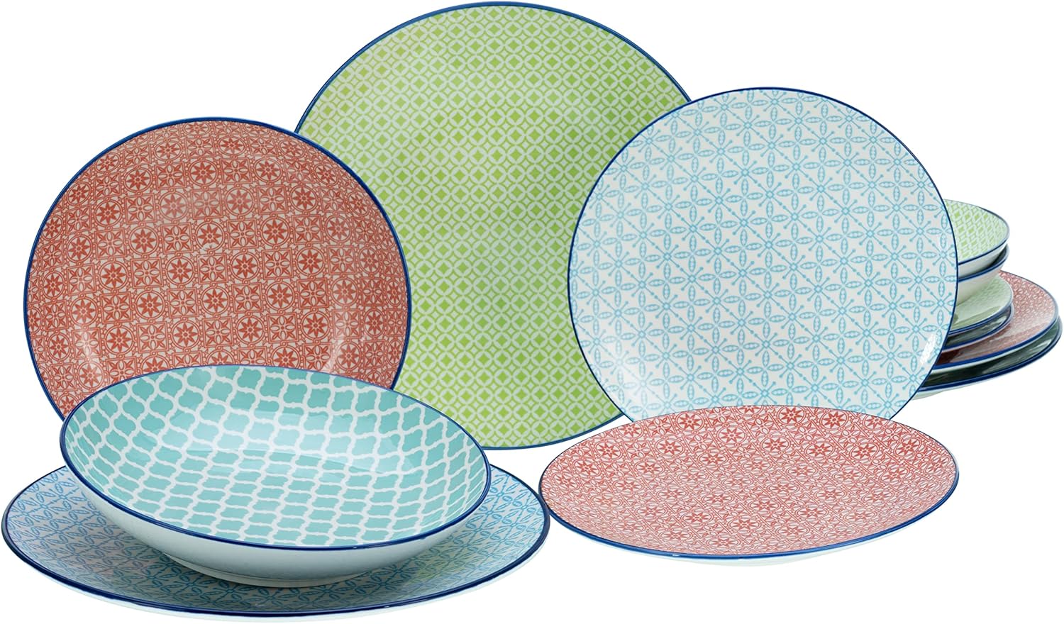 CreaTable, 10689, Serie Mediterran , Geschirrset, Teller Set 12 teilig