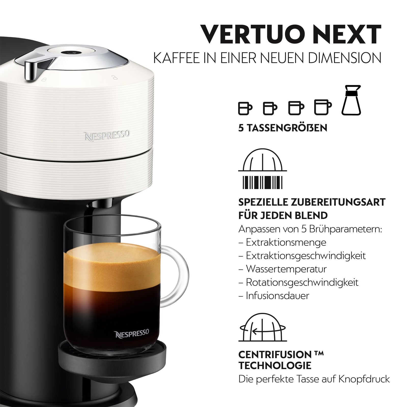 Delonghi ENV120.W VertuoNext Basic + Nespresso Aeroccino 3 Milchaufschäumer