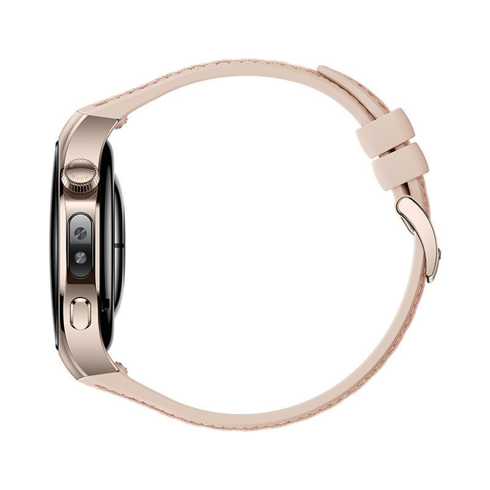 Huawei Watch 5, 42 mm, Sandgoldenes 904L Edelstahlgehäuse mit beigem Kompositarmband + FreeBuds 6i (Herzfrequenzmessung, Schlafüberwachung, Schrittzähler)