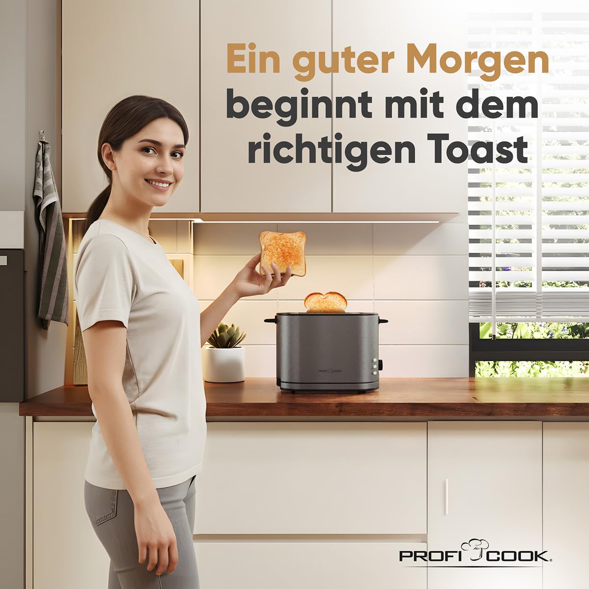ProfiCook® Toaster 2 Scheiben mit Brötchenaufsatz