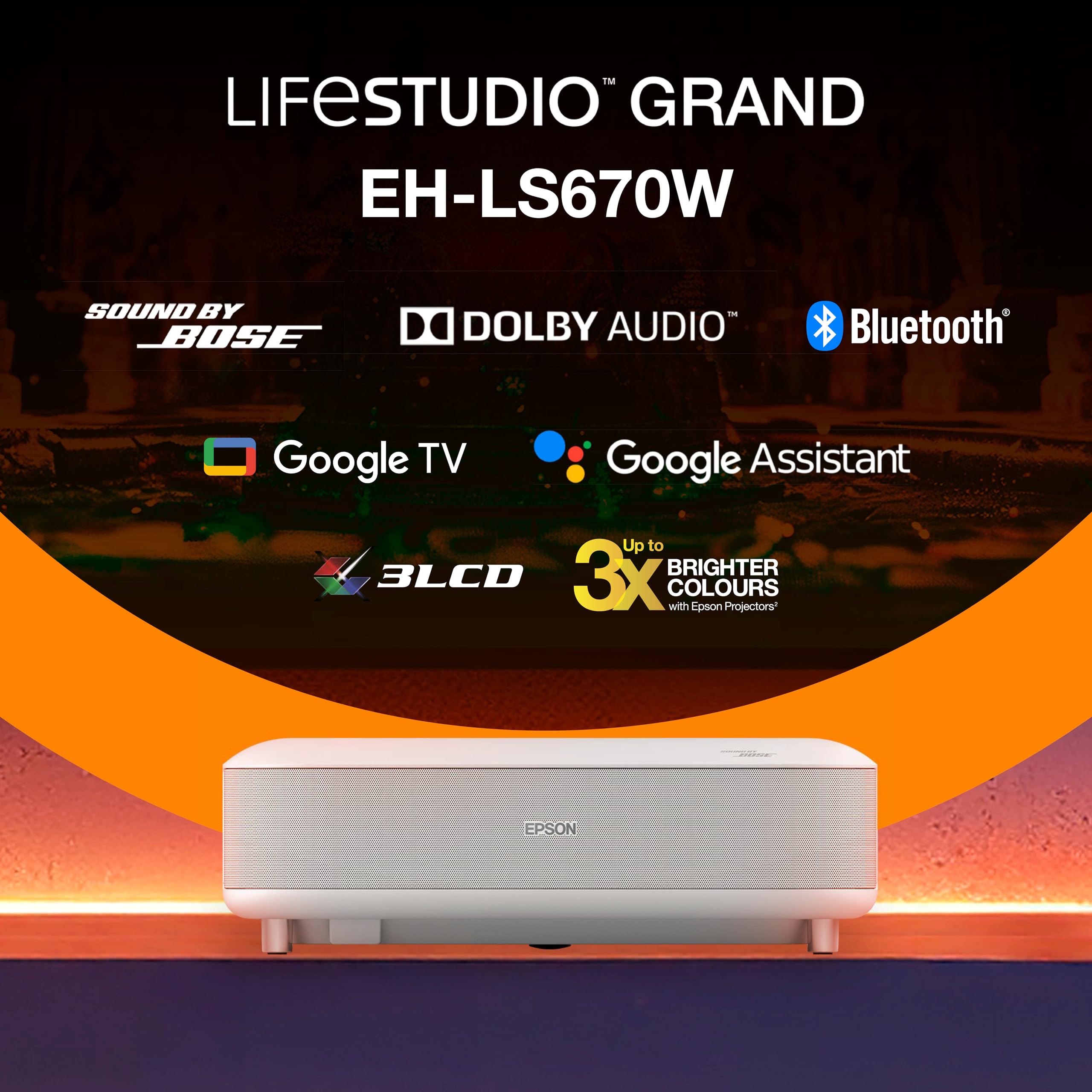 Epson Lifestudio Grand EH-LS670 Smart-Laserprojektor 4K PRO-UHD