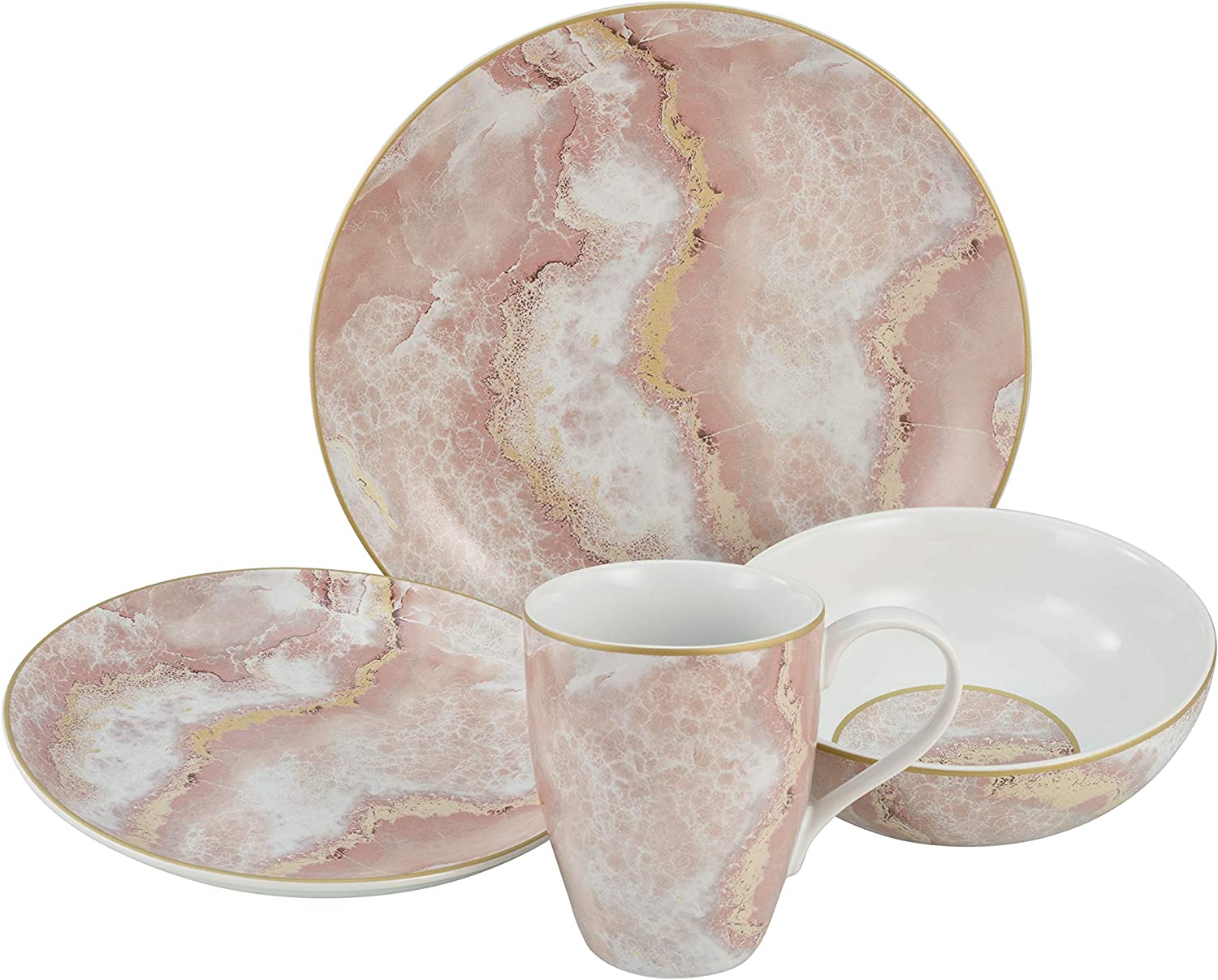 Creatable, 22275, Serie Marmor Collection grau, Geschirrset, Kombiservice 16 teilig, Steinzeug