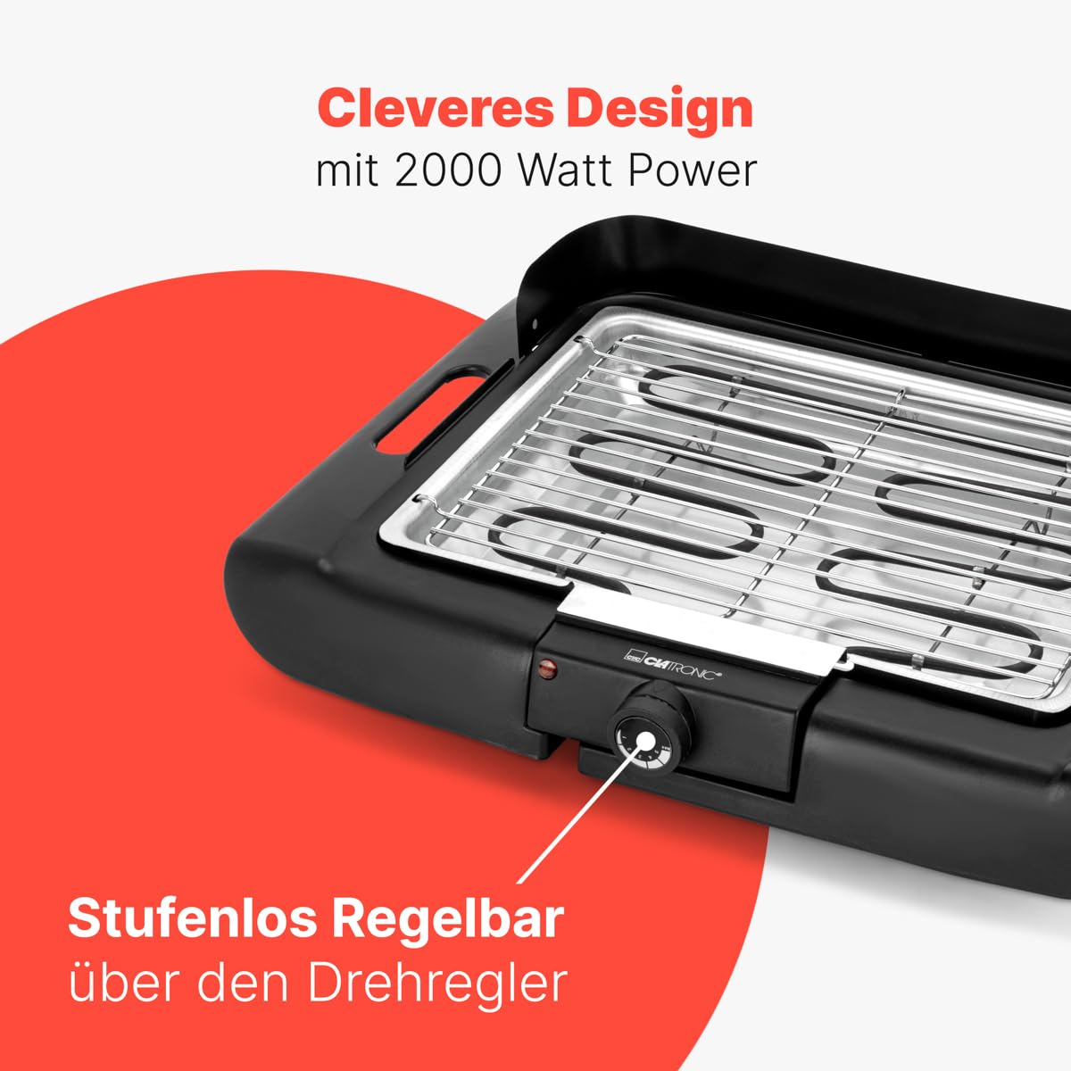 Clatronic® Barbecue-Tischgrill | Elektrogrill ideal für Balkon & Küche, BQ 3841