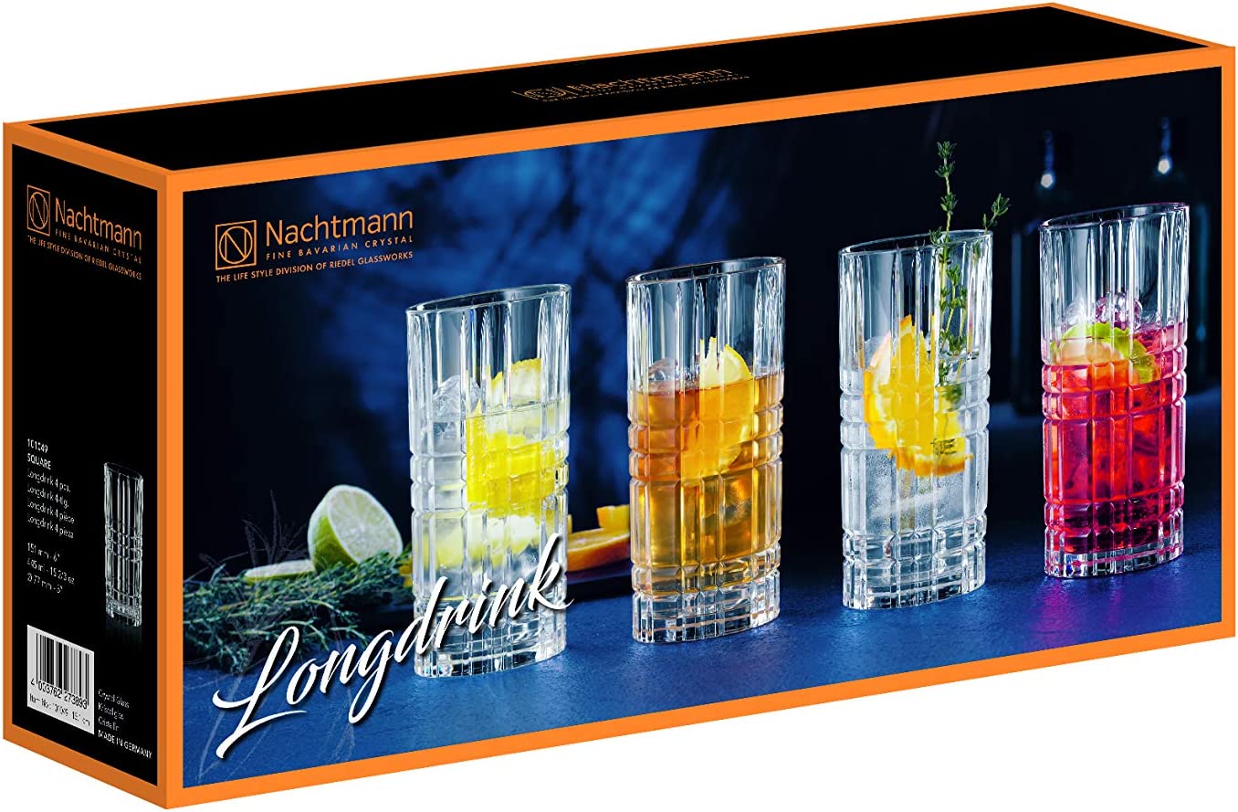Nachtmann Square Longdrink Kristall Glas Set 4tlg