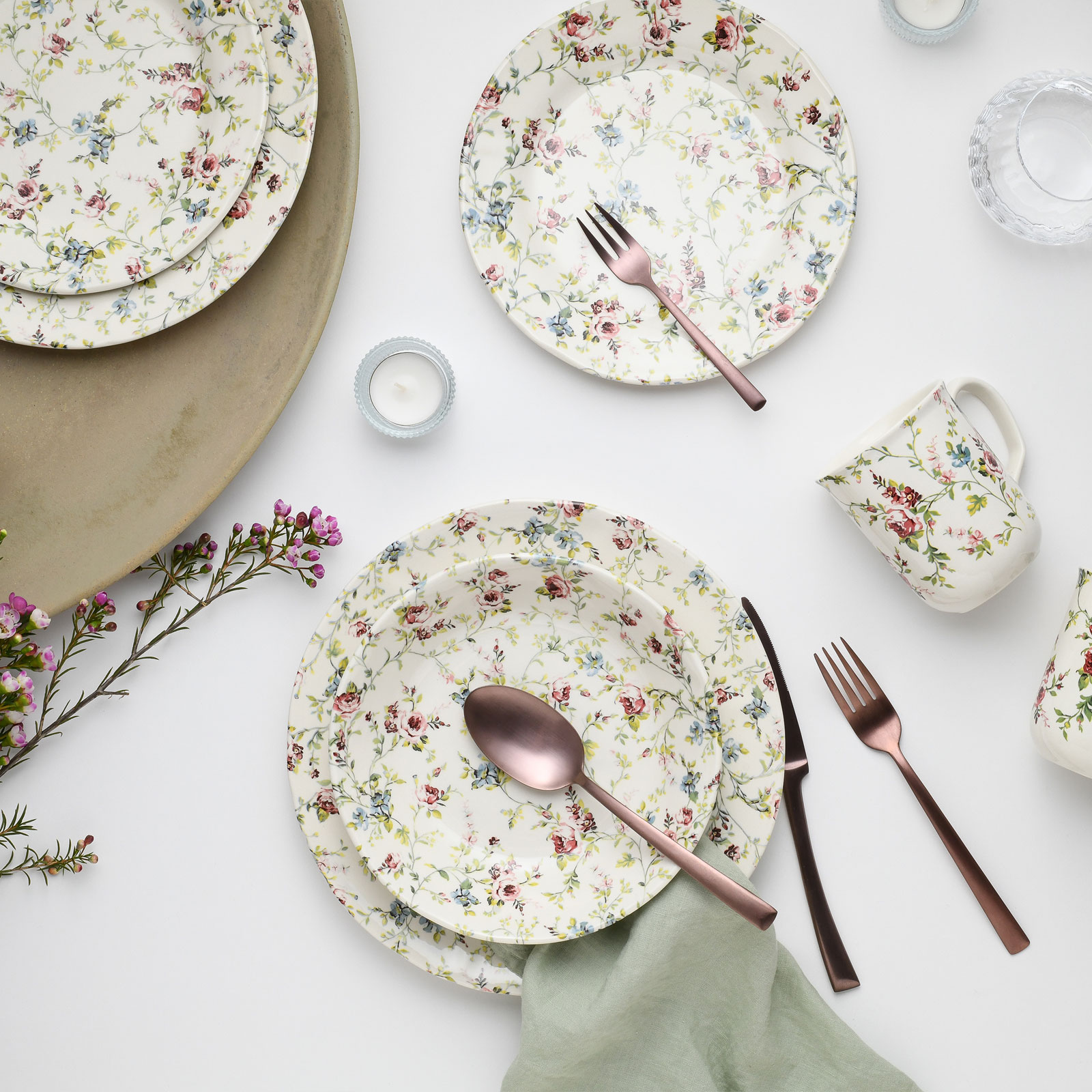 CreaTable, 22906, Serie Rose Garden, Geschirrset, Kombiservice 16 teilig