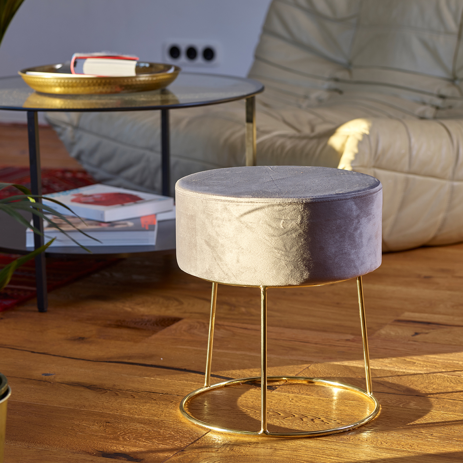 Echtwerk Sitzocker EW-SH-0412B Marylin mit Samtbezug