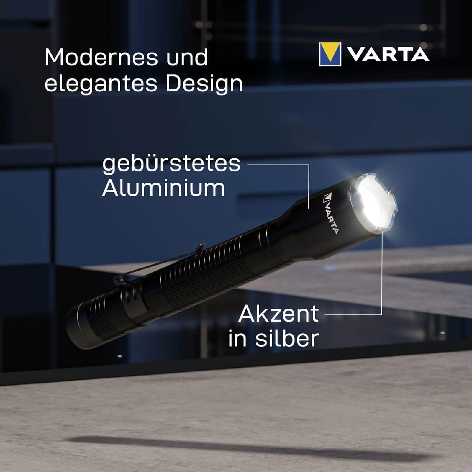 VARTA Aluminium Light F20 Pro Taschenlampe (stoßfest, LED, 2 x Longlife Power AA)