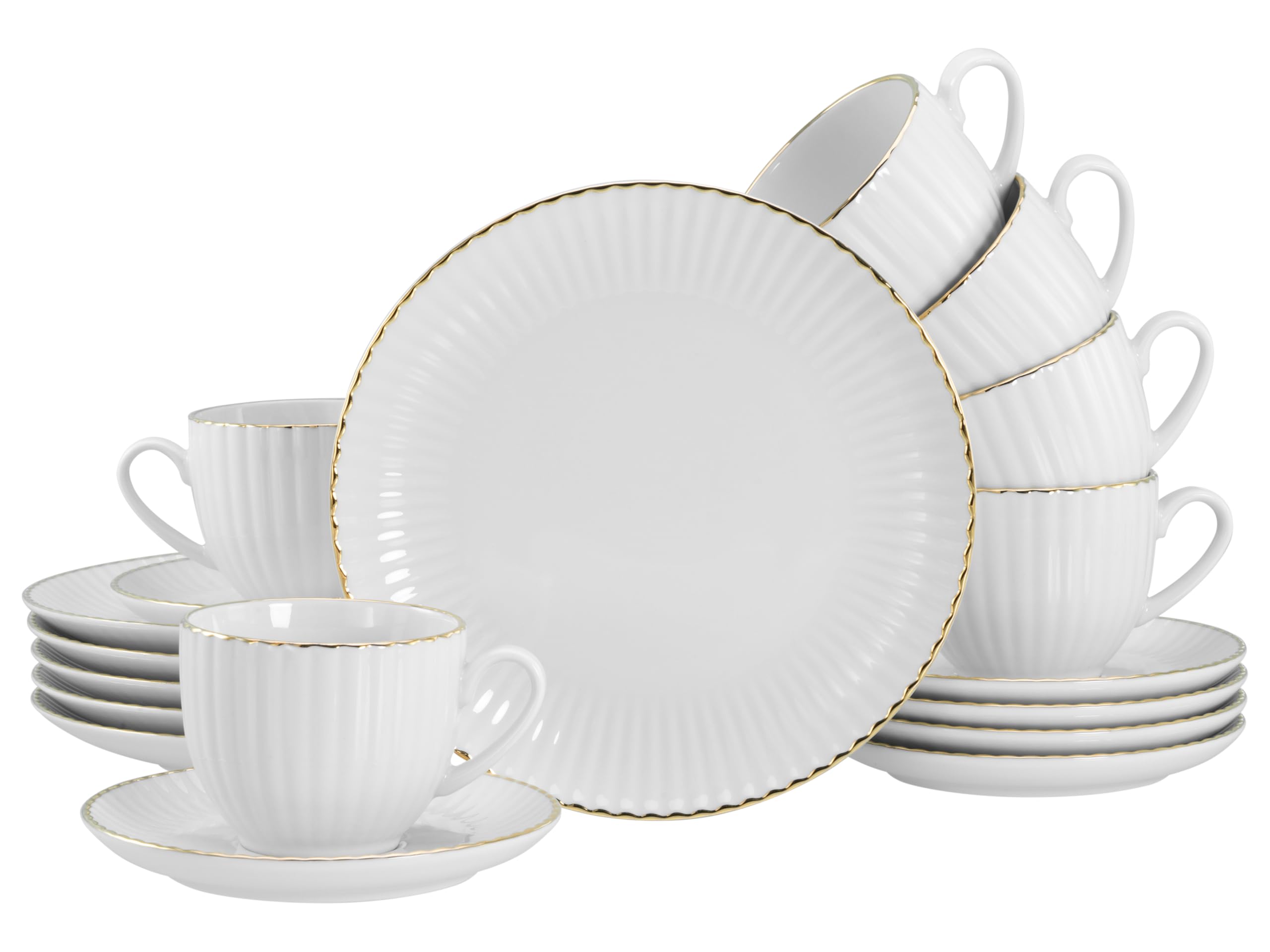 CreaTable, 20751, Serie Allegra Goldband, 18-teiliges Geschirrset für 6 Personen