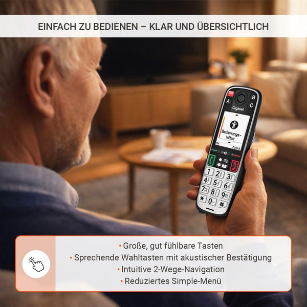 Gigaset Gigaset EASY 500, Schwarz (Mobilteil, DECT, Seniorentelefon)