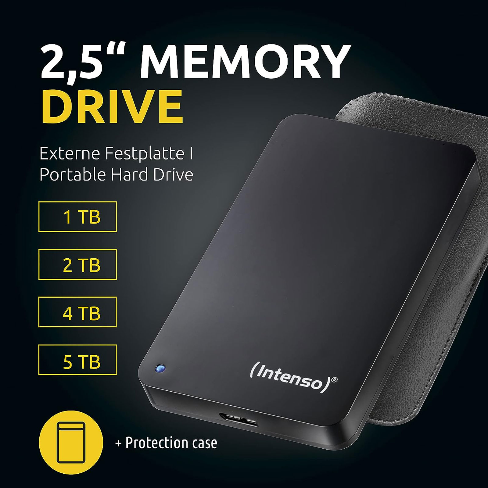 INTENSO 5TB Memory Drive 2.5" schwarz inkl. Tasche Externe HDD-Festplatte