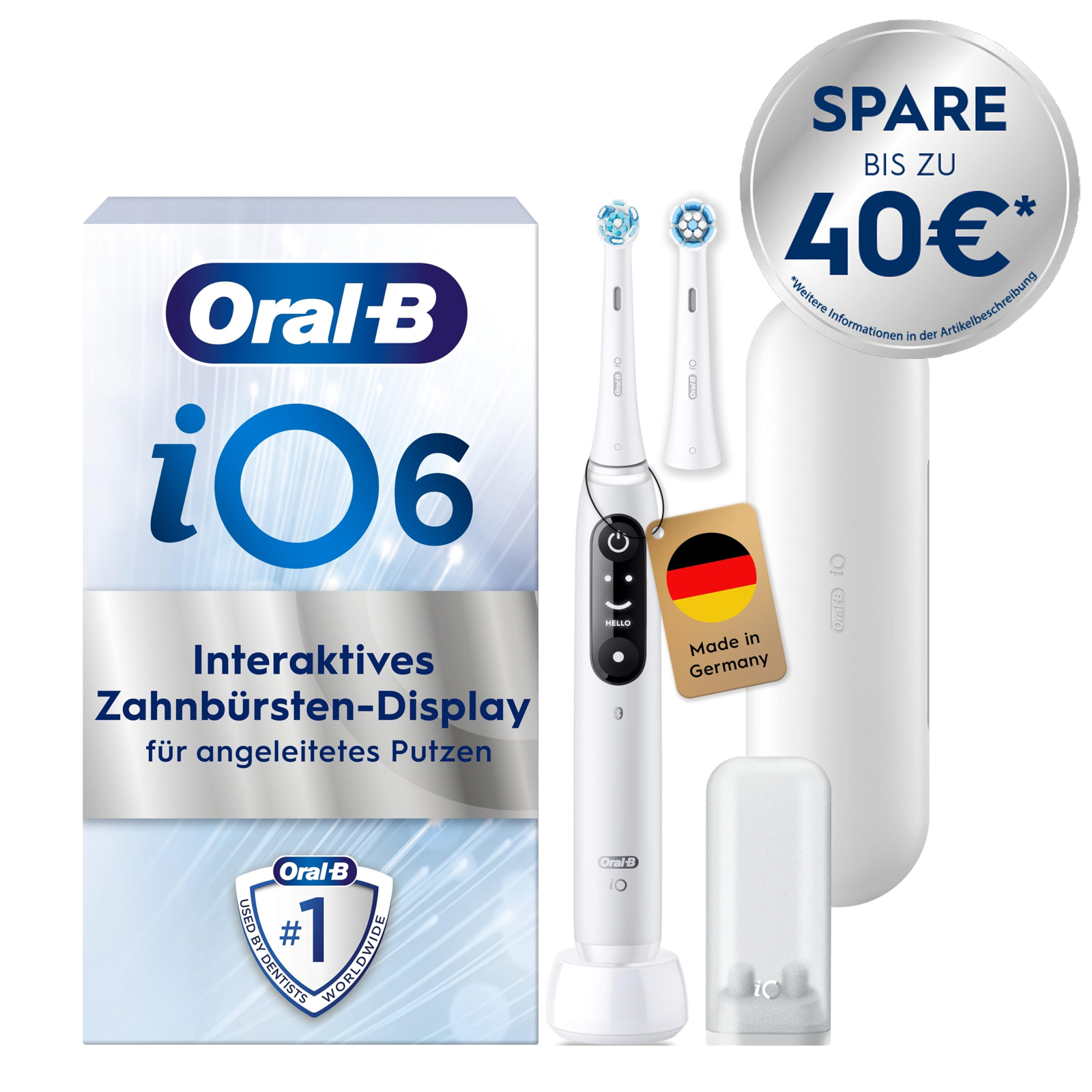 Oral-B iO Series 6 Elektrische Zahnbürste/Electric Toothbrush, 2 Aufsteckbürsten