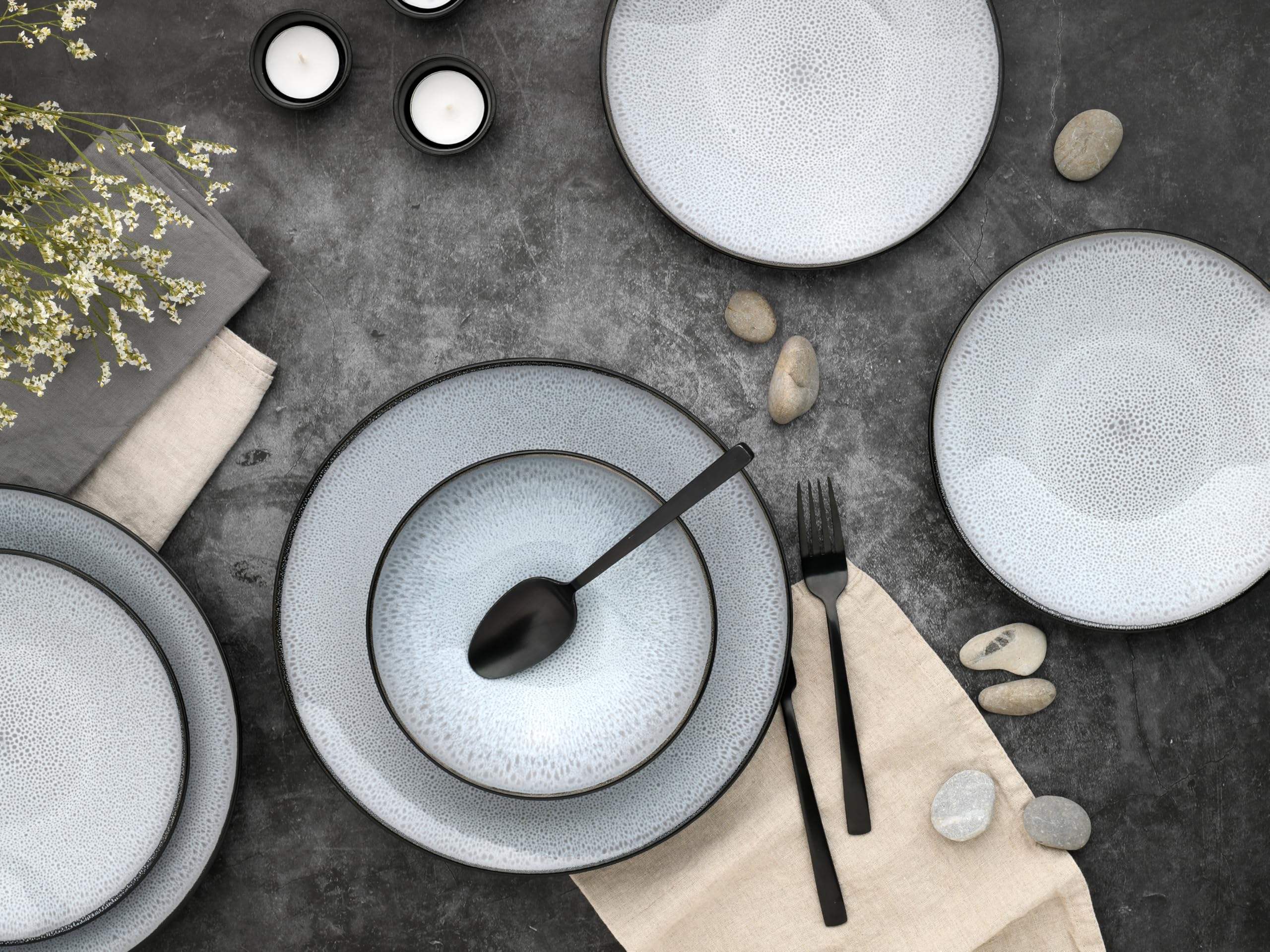 CreaTable 23963 Teller Set Serie Malmö 12-tlg Geschirrset 4 Personen