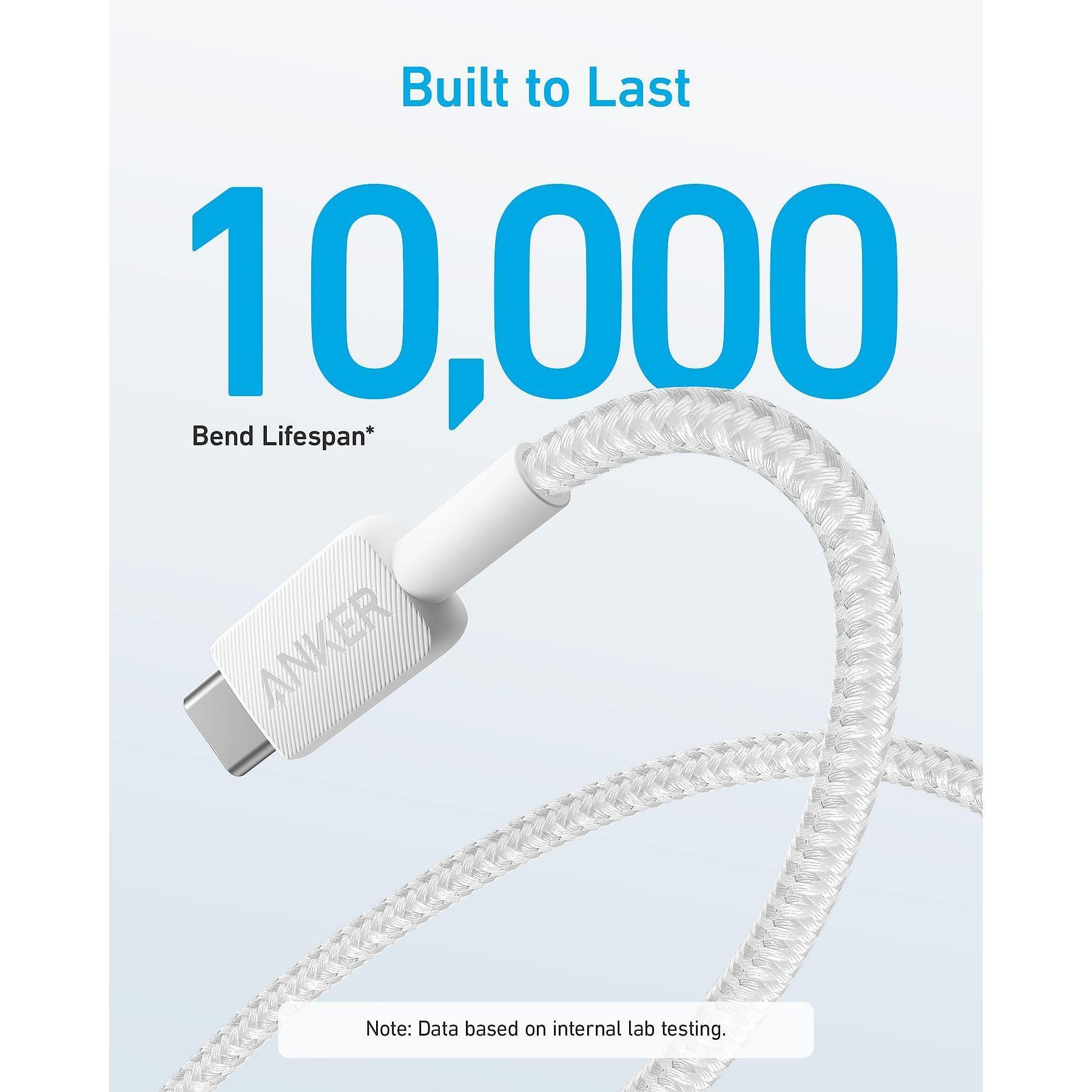 Anker 322 USB-C auf USB-C Kabel (180cm, Geflochten), Weiß