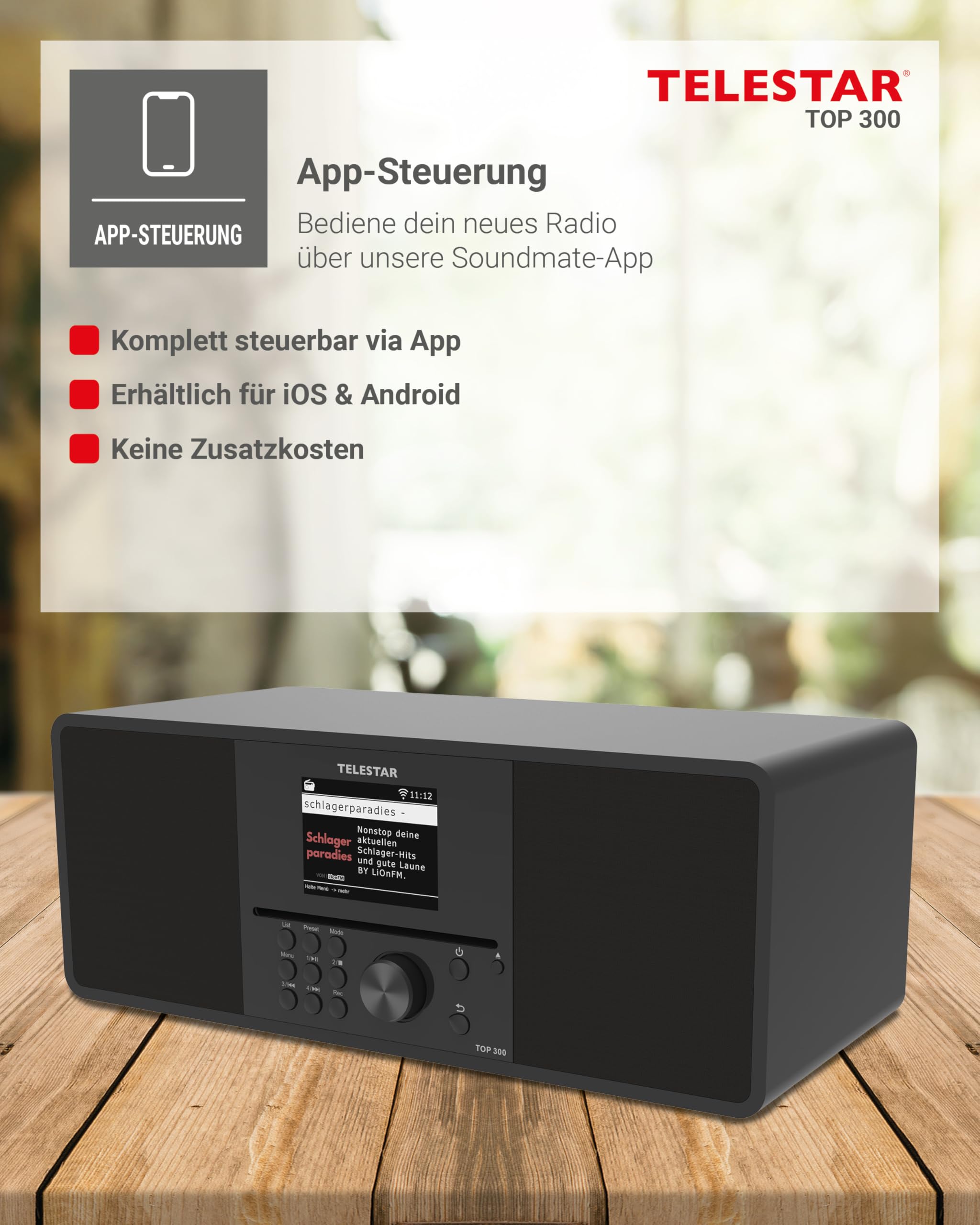 TELESTAR TOP 300 DAB+ Internetradio mit CD-Player Bluetooth USB Schwarz