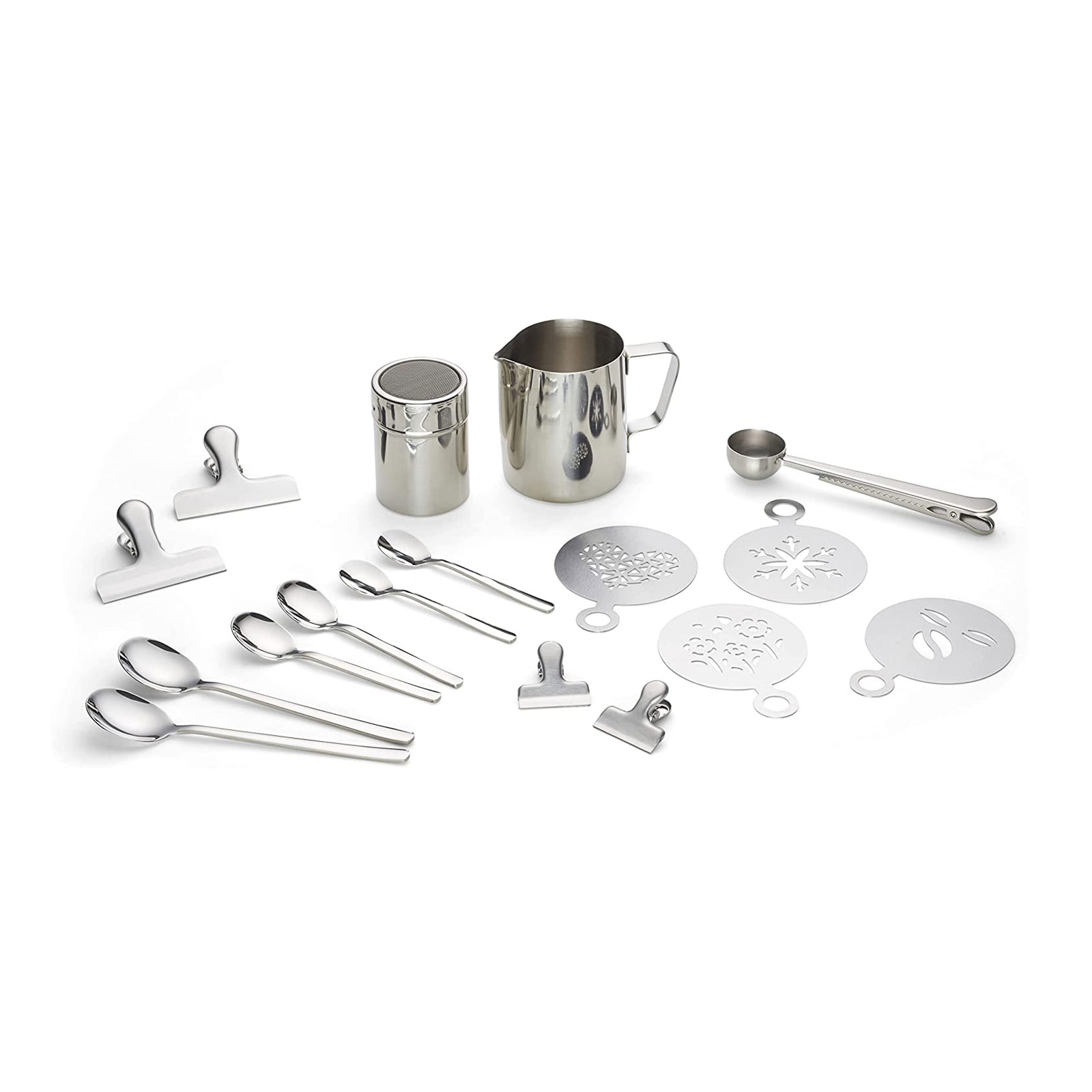 Echtwerk EW-BA-3501  Kaffeezubehör-Set 23tlg, 350 ml, silber