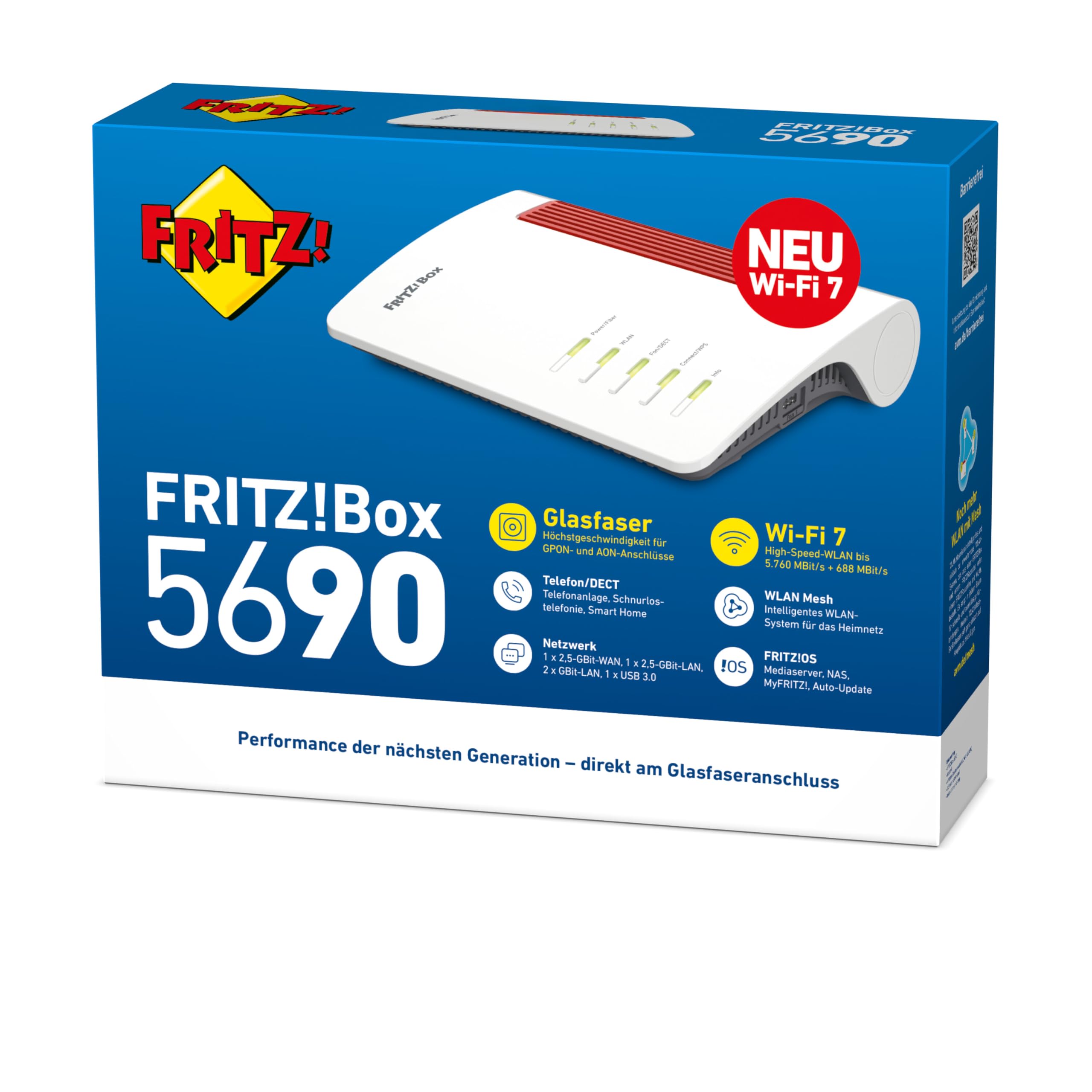 AVM FRITZ!Box 5690 Router Glasfaser WiFi 7 Mesh DECT