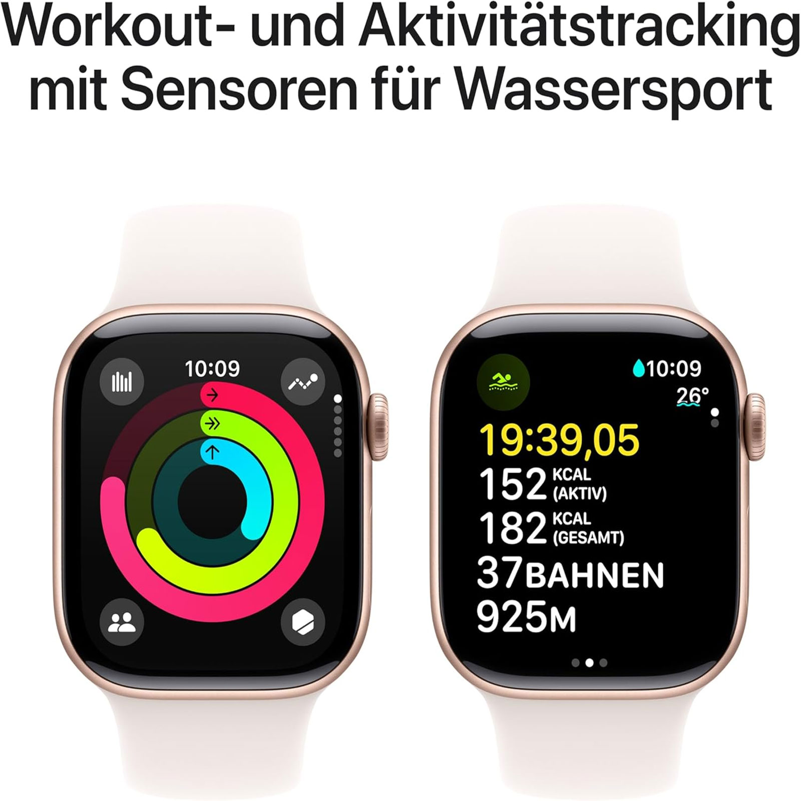 Apple Watch Series 10 GPS, 42 mm Aluminiumgehäuse Rosegold, Sportarmband Blassrosa - S/M
