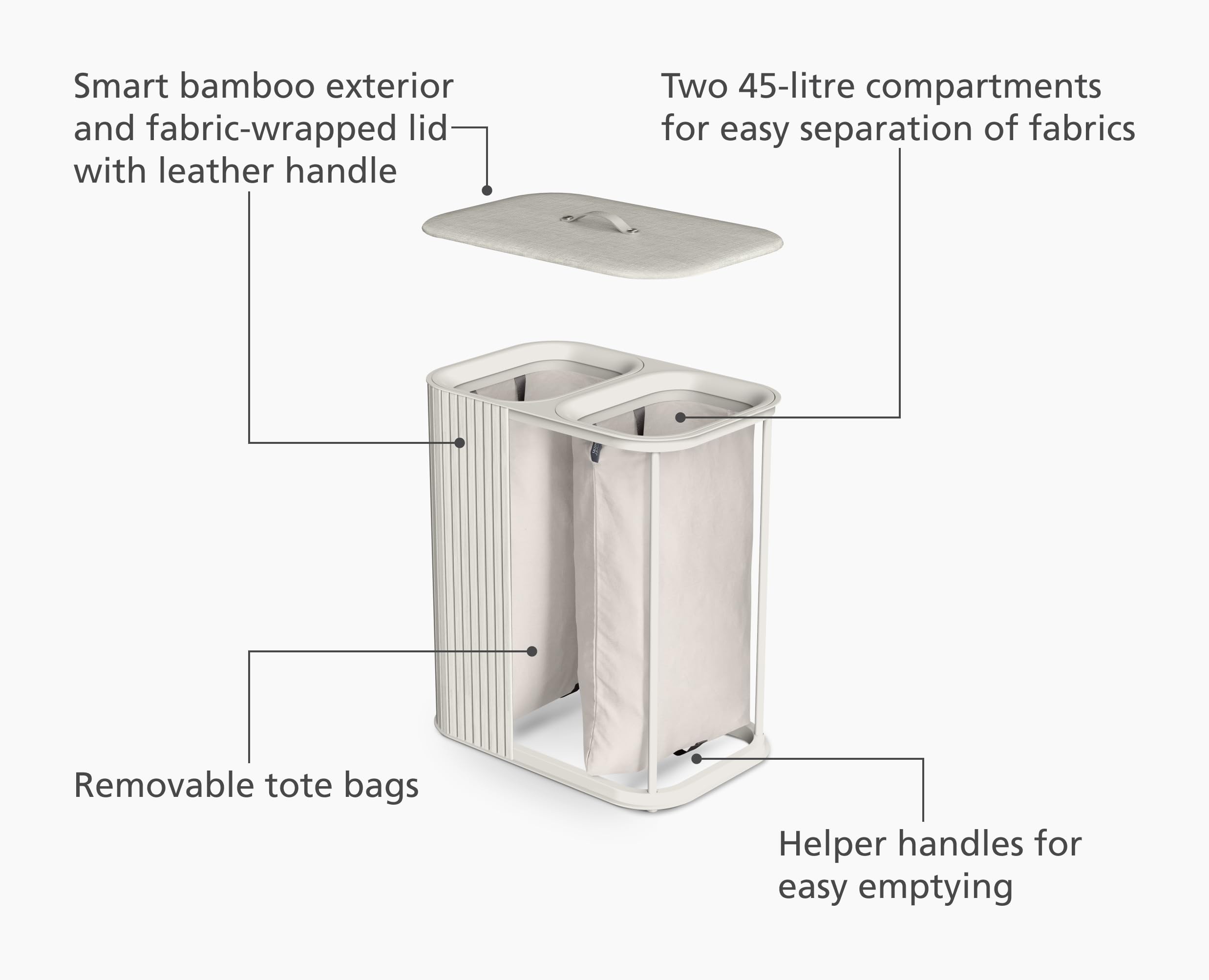 Joseph Joseph Tota Luxe Ecru 90 Liter Wäschekorb