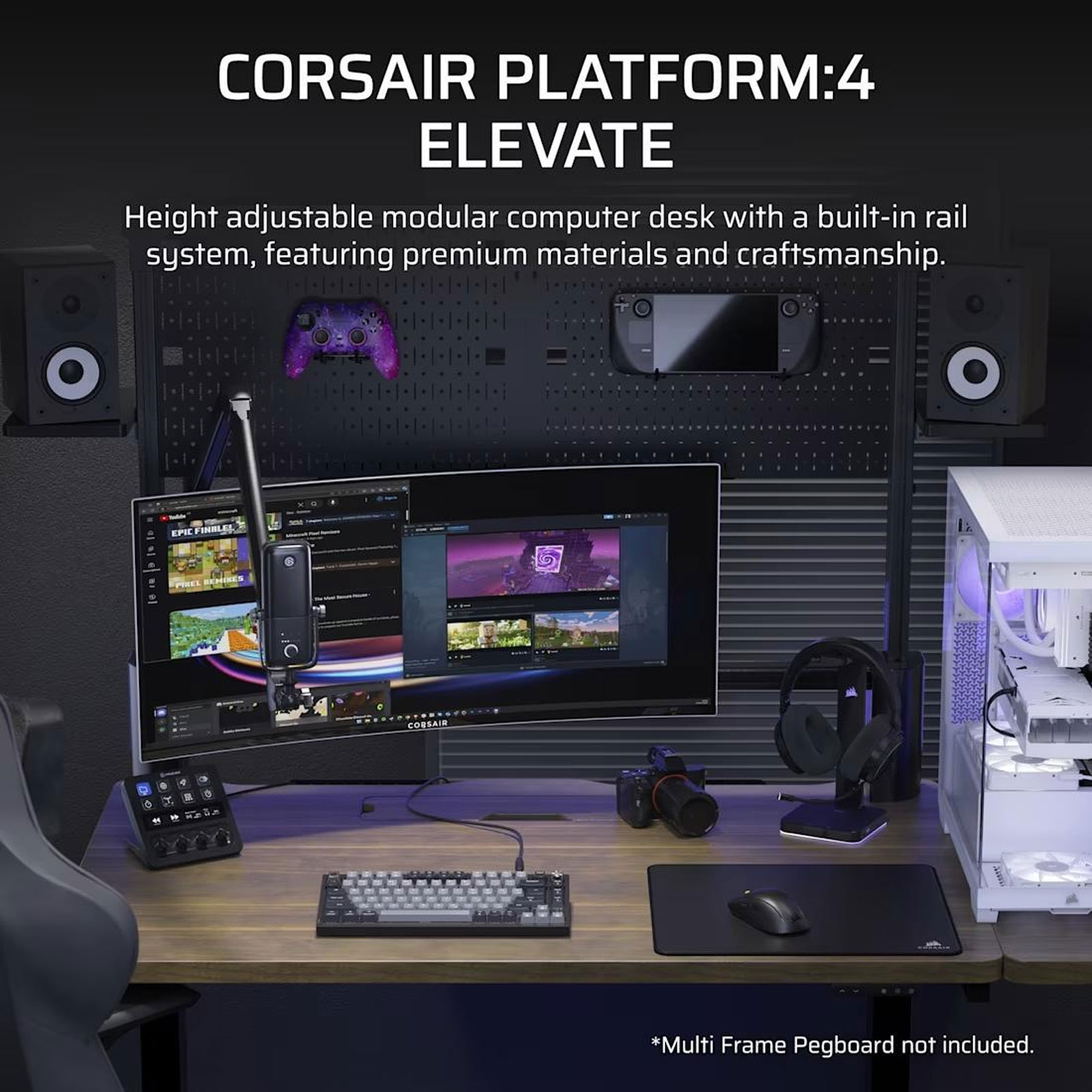 Corsair Platform:4 Elevate-Schreibtisch, Holz in dunkler Walnussbeizung