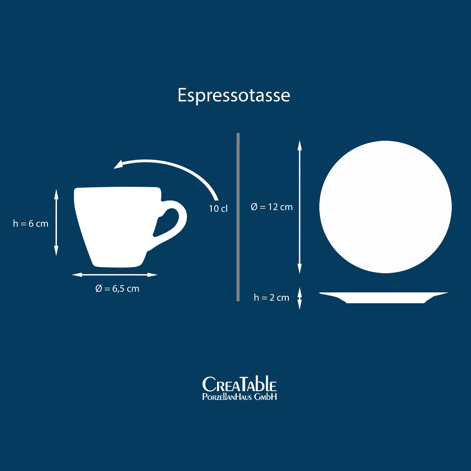 CreaTable, 22876, Serie Nature Collection Mediterran, 8-teiliges Geschirrset, Espresso Set aus Steinzeug