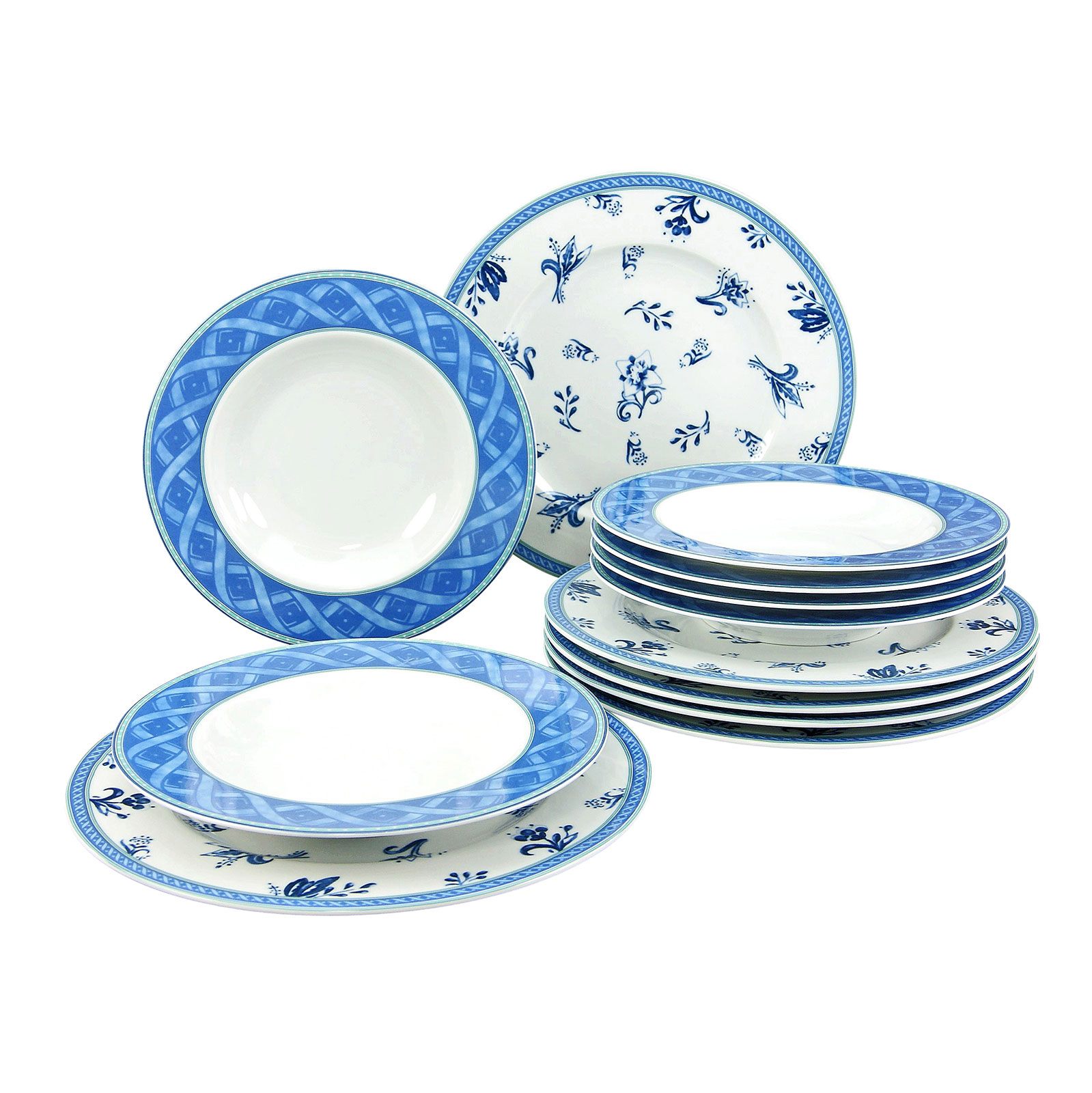 CreaTable, 19163, Serie COUNTRY BLUE, Geschirrset, Tafelservice 12 teilig