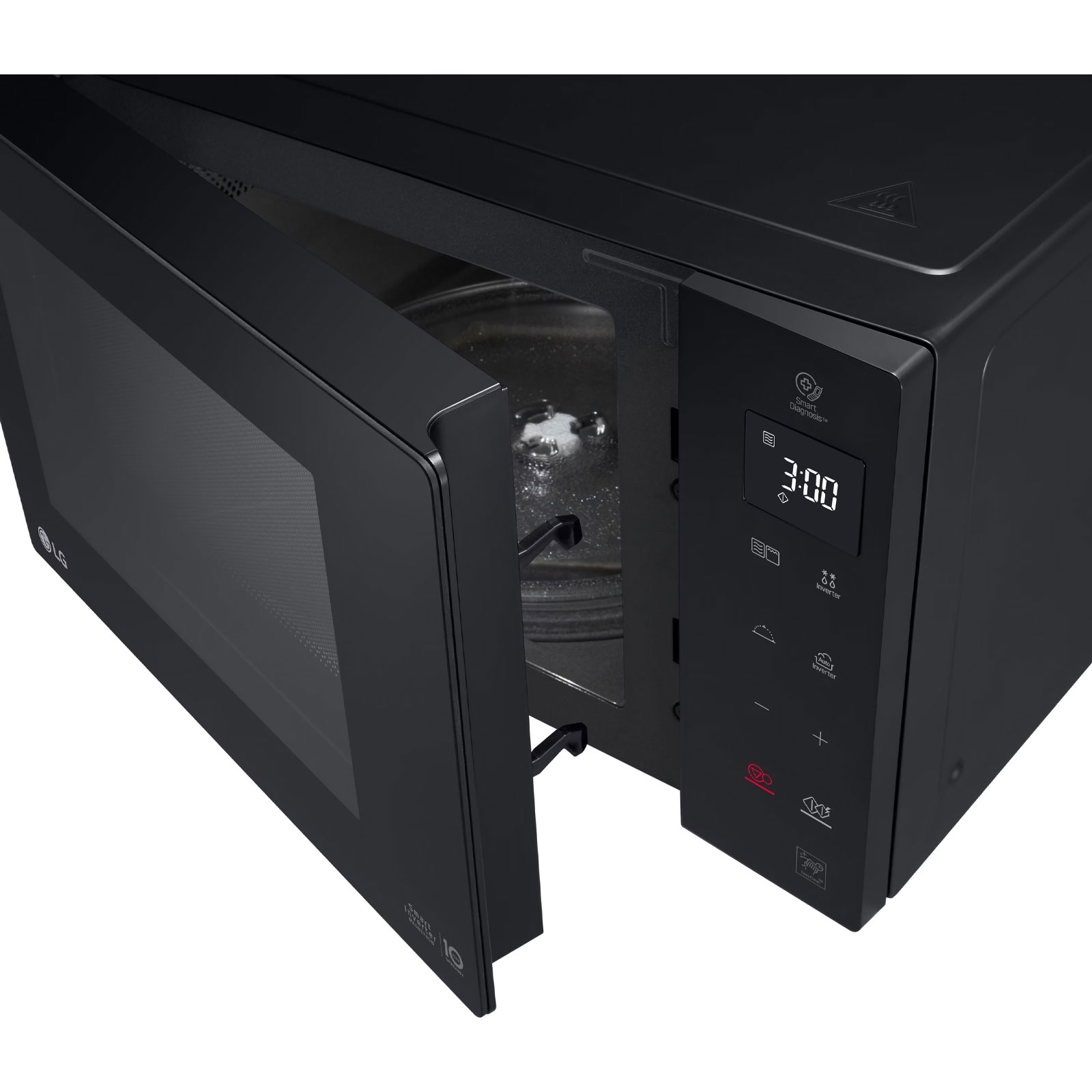 LG MH6535GIB Mikrowelle (25 Liter, 1.150 Watt Mikrowelle, 900 Watt Quarzgrill, Automatikprogramm, Glasdrehteller 29,2 cm, Touch Bedienfeld, LED-Anzeige, Smart Inverter Magnetron®, Infrared Heating® mit Carbon-Heizelement, antibakterielle Ea